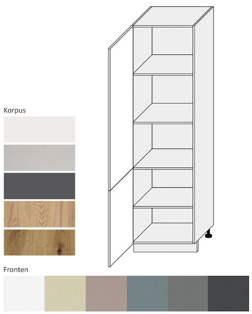 Feldmann-Wohnen Front- wählbar matt Korpusfarbe vanille 2-türig Kvantum und 60cm (Kvantum) Vorratsschrank