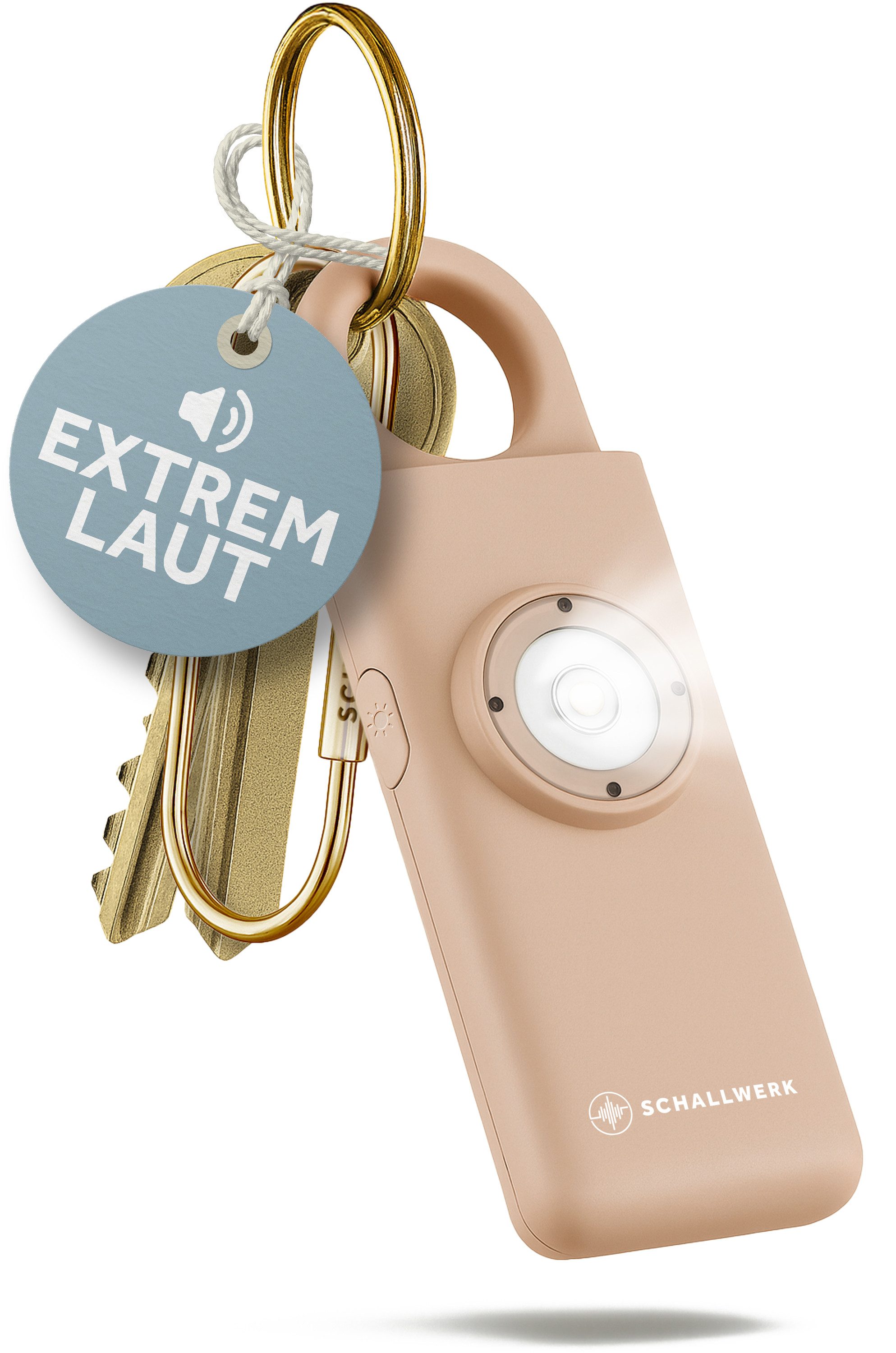 Schallwerk Taschenanhänger SCHALLWERK ® Safety+ (Persönlicher Alarm mit LED-Licht) Taschenalarm