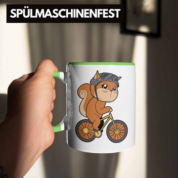 Trendation Tasse Eichhörnchen Auf Fahrrad Tasse Geschenk für Tierliebhaber