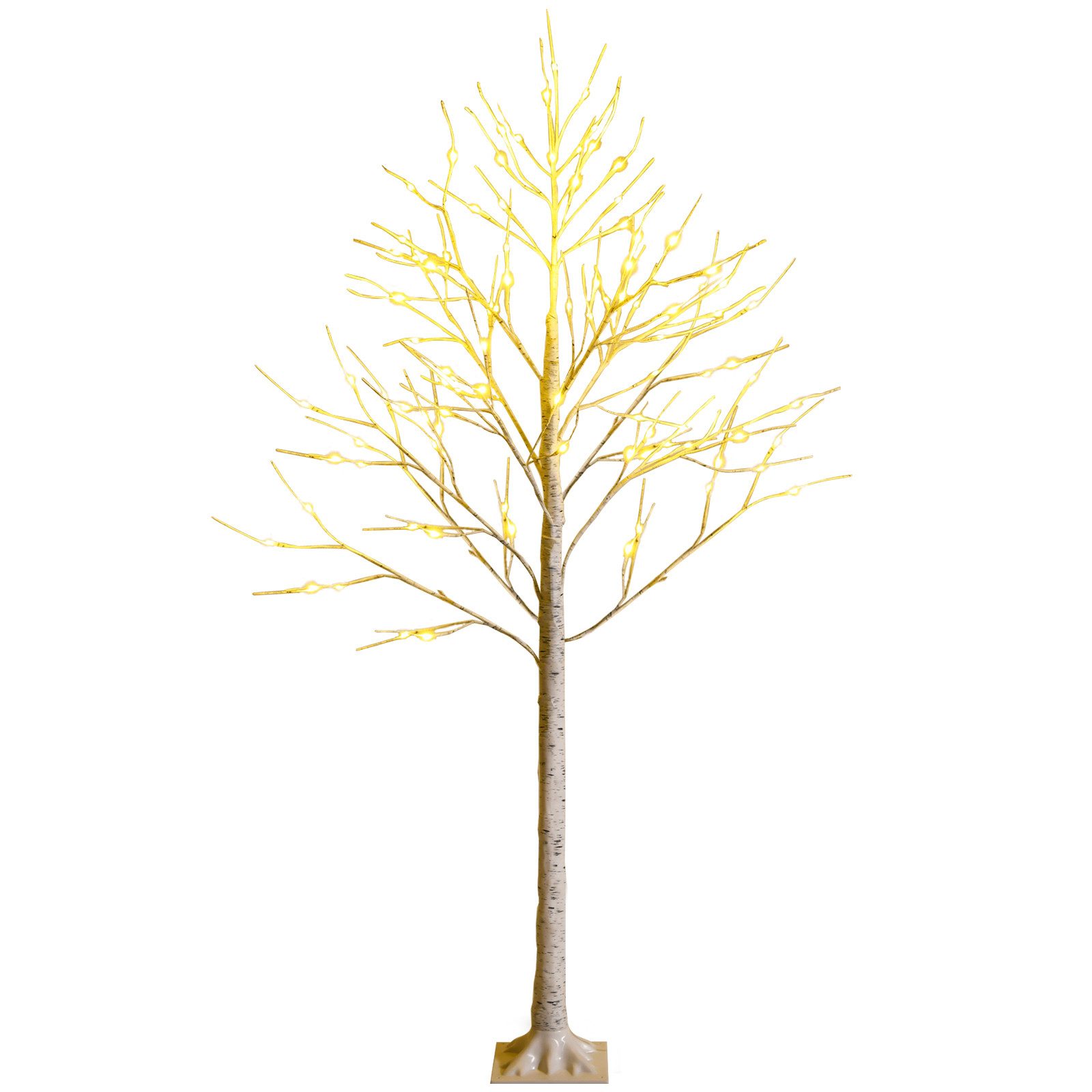 COSTWAY Künstlicher Weihnachtsbaum, 180cm, mit 96 warmweißen LED-Leuchten
