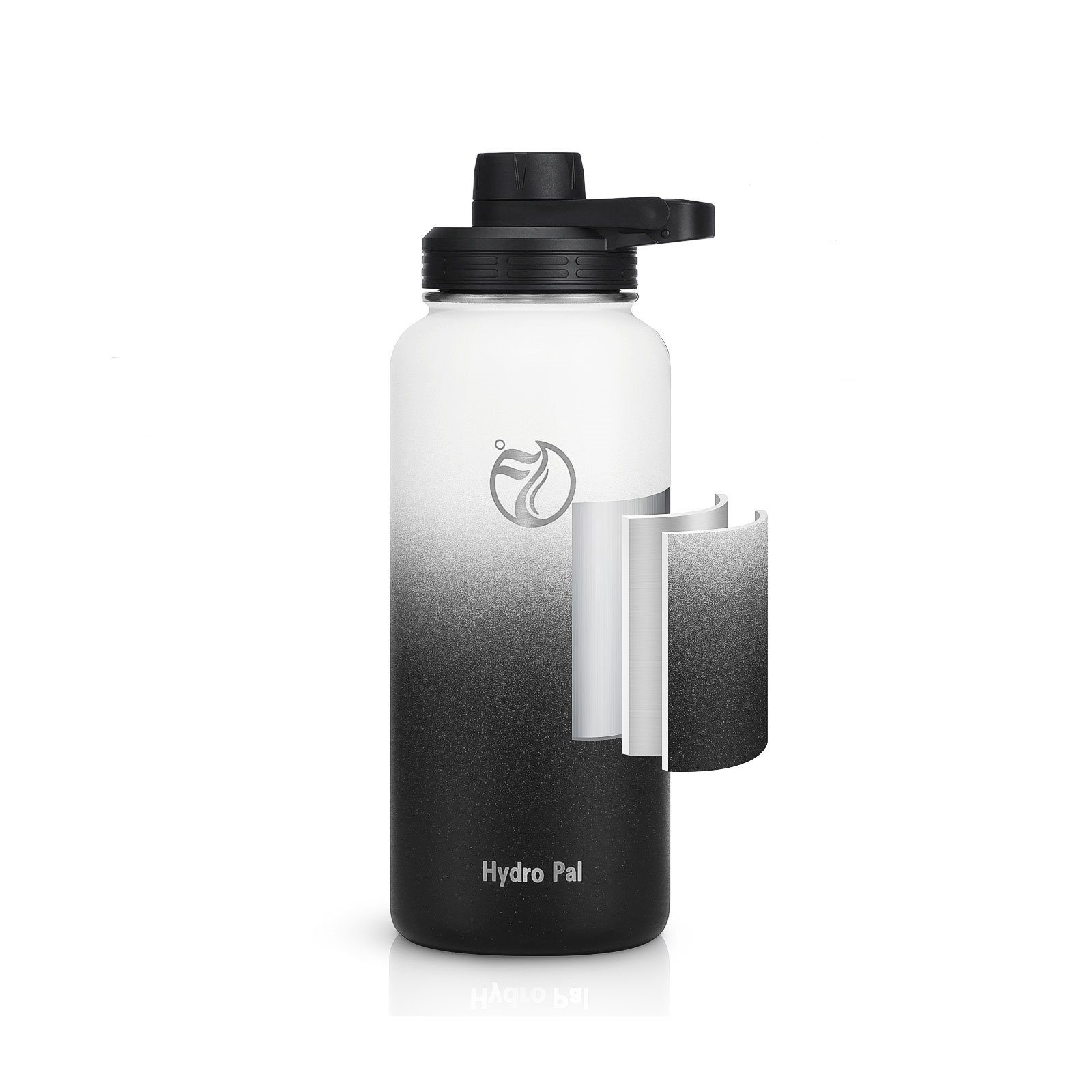 OKWISH Isolierflasche Thermosflasche Liter Trinkflasche Strohhalm Weiß/Grau geeignet Edelstahl, BPA-Frei 1L Isolierte Wasserflasche Auslaufsicher Deckel 2 2 1 Kohlensäure