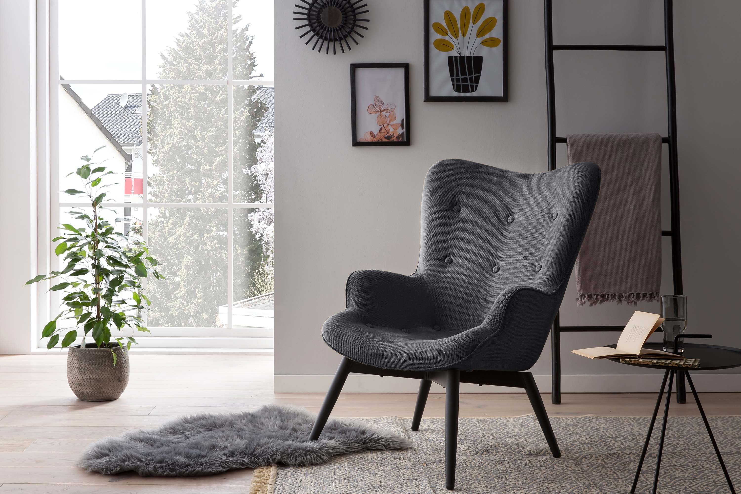 HELSINKI skandinavischen dunkelgrau Relax-Sessel (1-St), Design Sessel Living GMD im