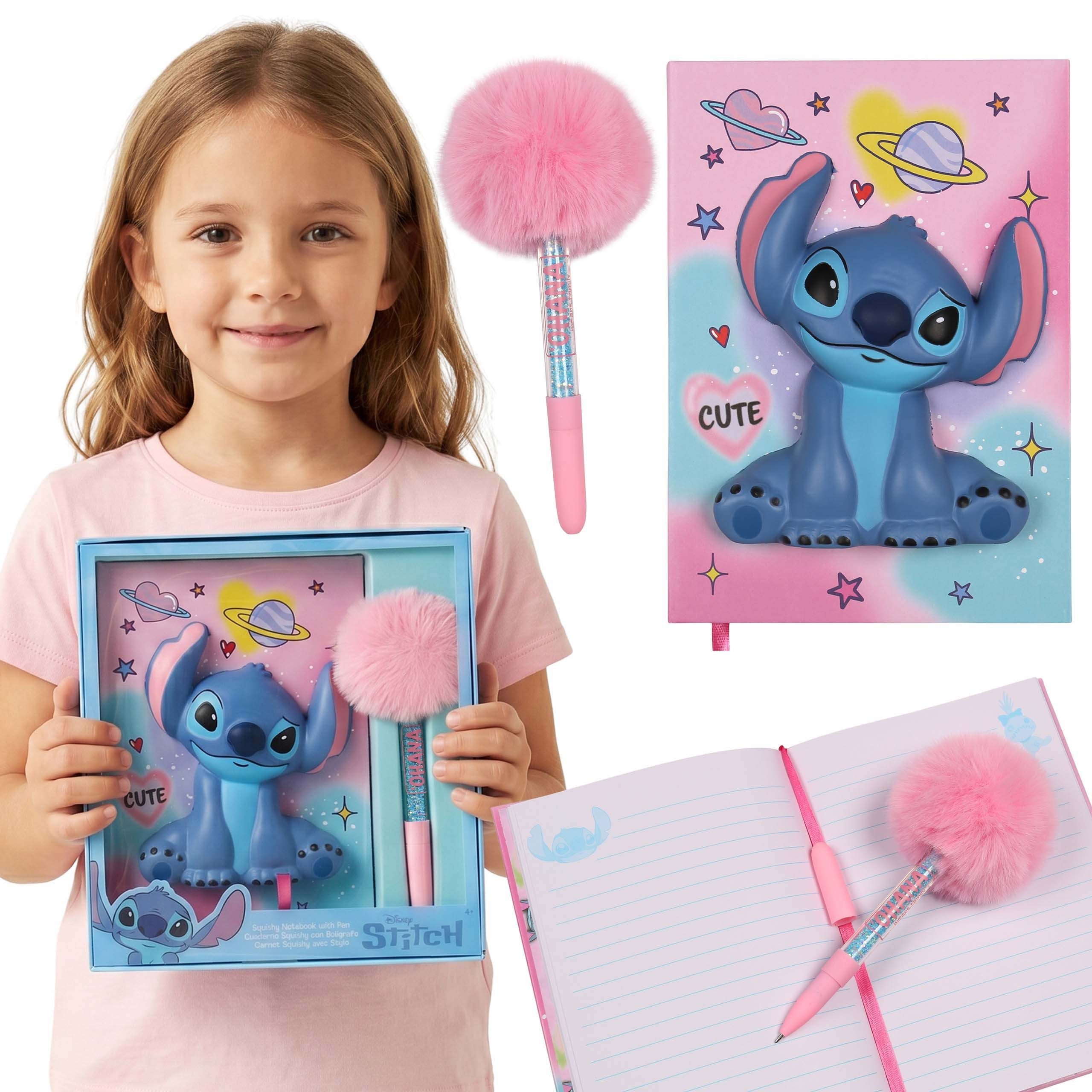 Disney Notizbuch Disney Stitch Schreibset mit Notizbuch, Stressball und Pompon-Stift