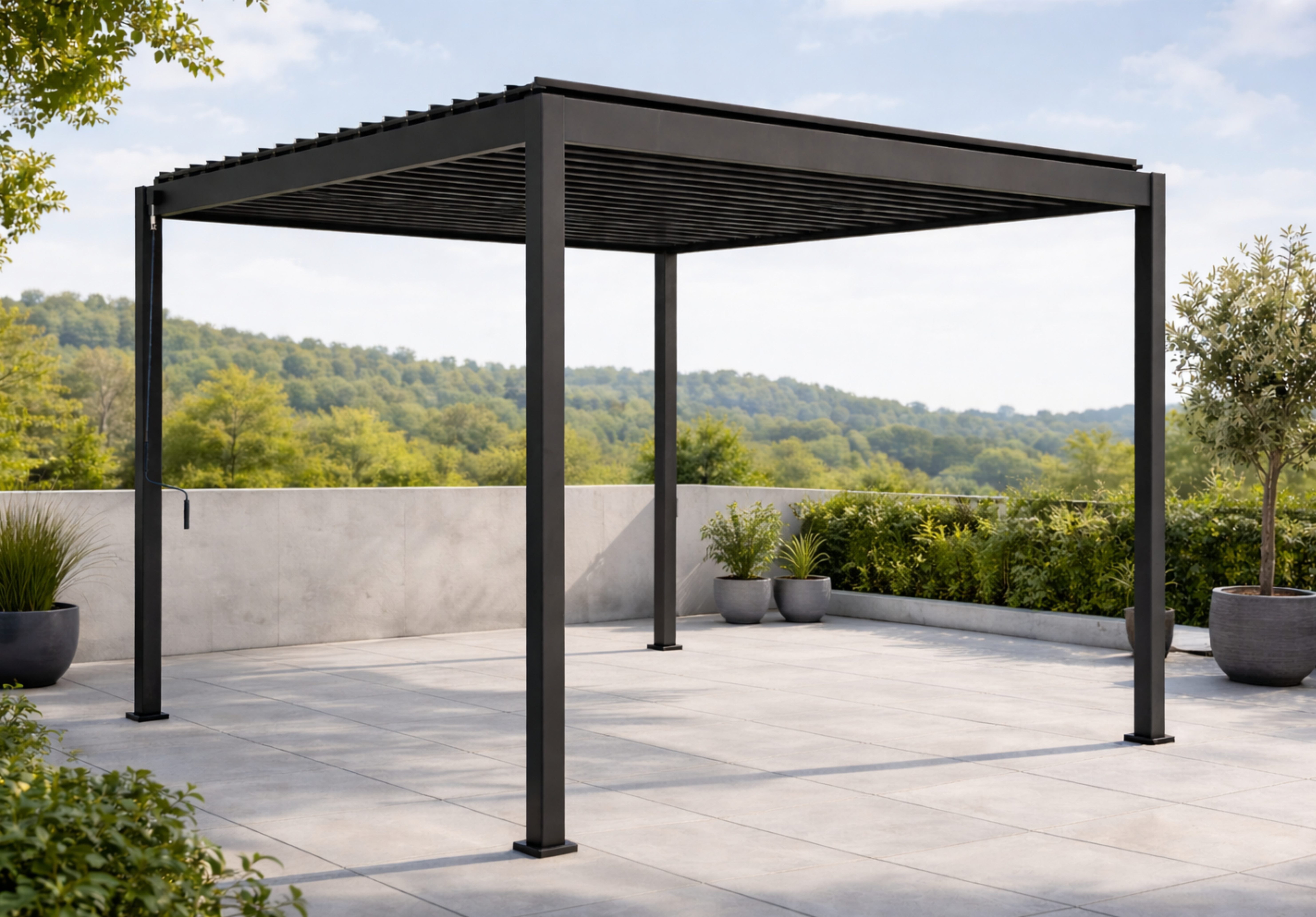 Leco Pavillon LECO-Lamellenpergola BASIC – stilvolle Pergola mit Lamellen, anthrazit, Gestell aus Aluminium und Stahl pulverbeschichtet