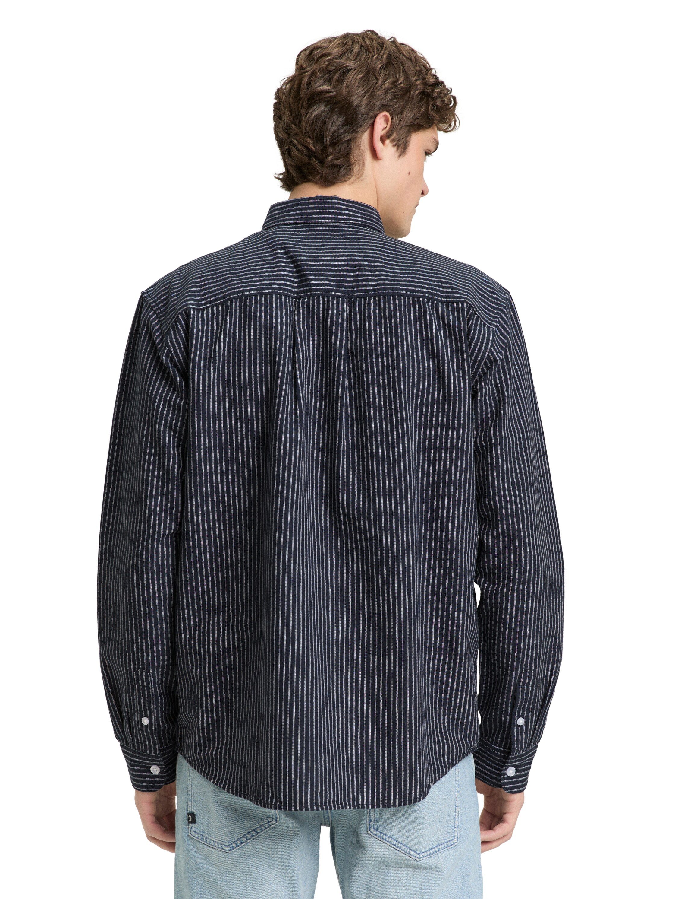 TOM TAILOR Denim Langarmhemd gestreift, mit Button-down-Kragen
