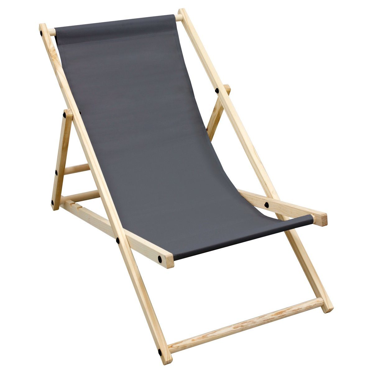 ECD Germany Gartenliege Liegestuhl Sonnenliege Relaxliege Strandliege Liege Strandstuhl, klappbar Holz 3 Liegepositionen bis 120 kg Anthrazit