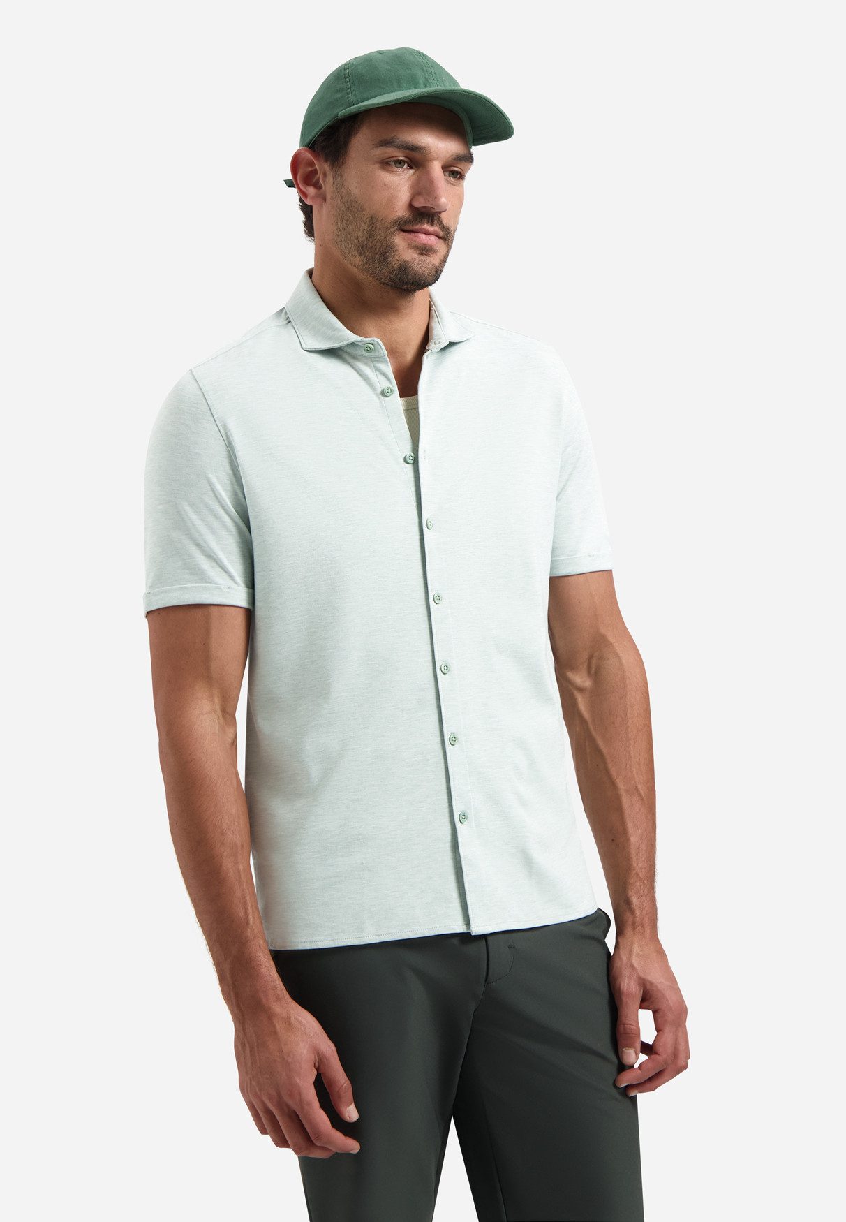 NO EXCESS Kurzarmhemd Shirt Short Sleeve Melange Jersey - Herrenshirt - Sommershirt