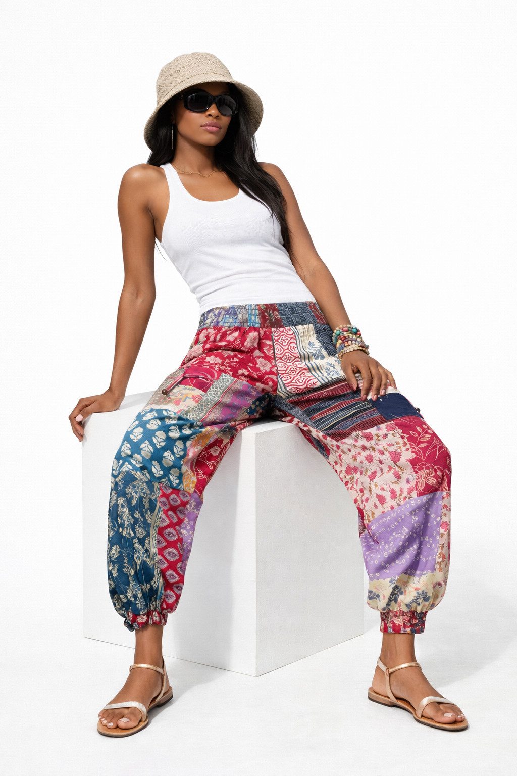 YC Fashion & Style Strandhose Boho Patchwork Hose „Sienna“ – Sommerhose Uni günstig online kaufen