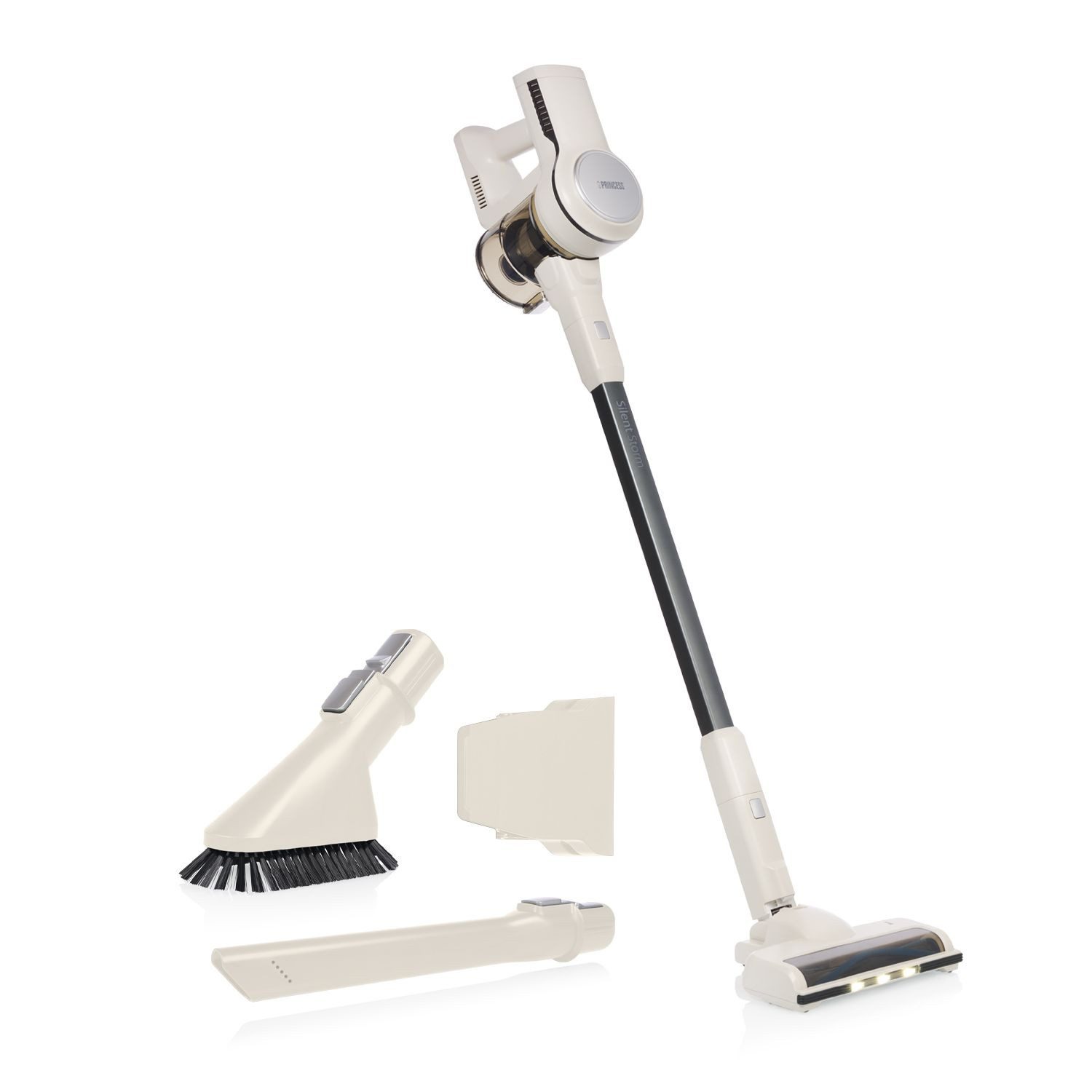 PRINCESS Akku-Hand-und Stielstaubsauger Princess 339380 Silent Storm Kabelloser Stabstaubsauger – 2-in-1, 140 W, 2 in 1 – 3 Geschwindigkeitsstufen – 140 W – DC