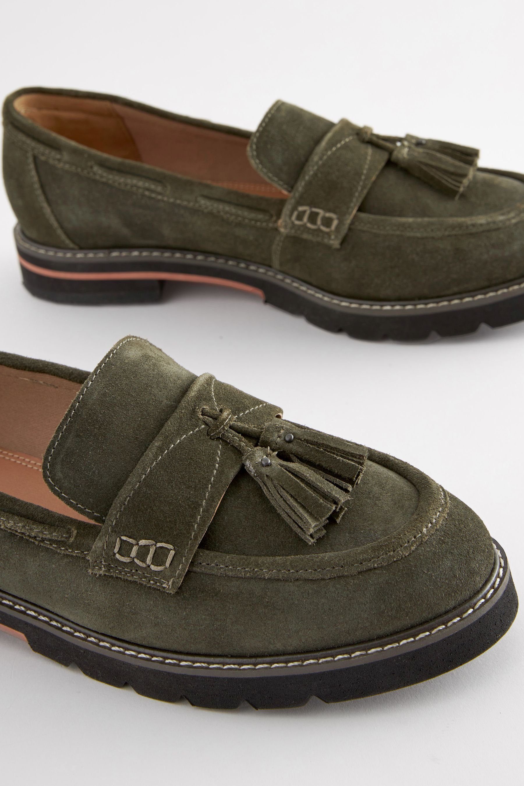 Next (1-tlg) Loafer Leder-Loafer Comfort® Green Derbe Forever Khaki