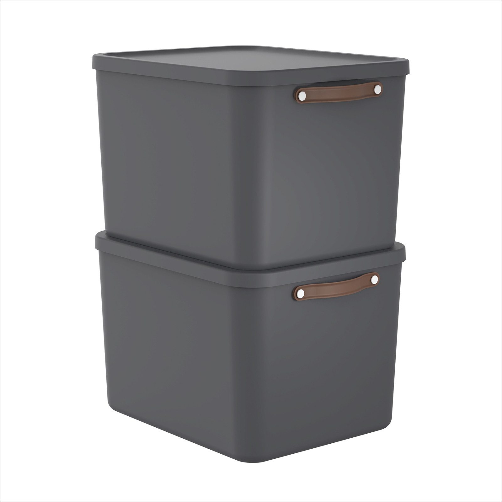 ROTHO Aufbewahrungsbox (Ordnungsboxen im Set, 2er-Set), große Lagerbox ideal für Kleidung, Decken und Haushaltsartikel