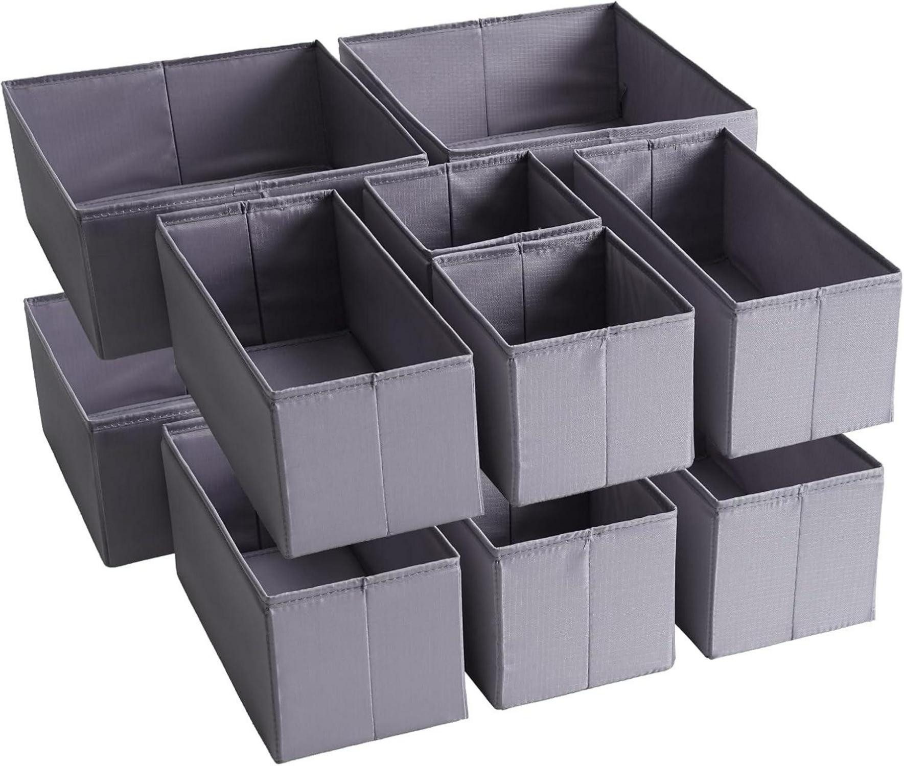 Schubladeneinsatz Schubladen Organizer 12er-Set Dunkelgrau Stoff Aufbewahrungsboxen