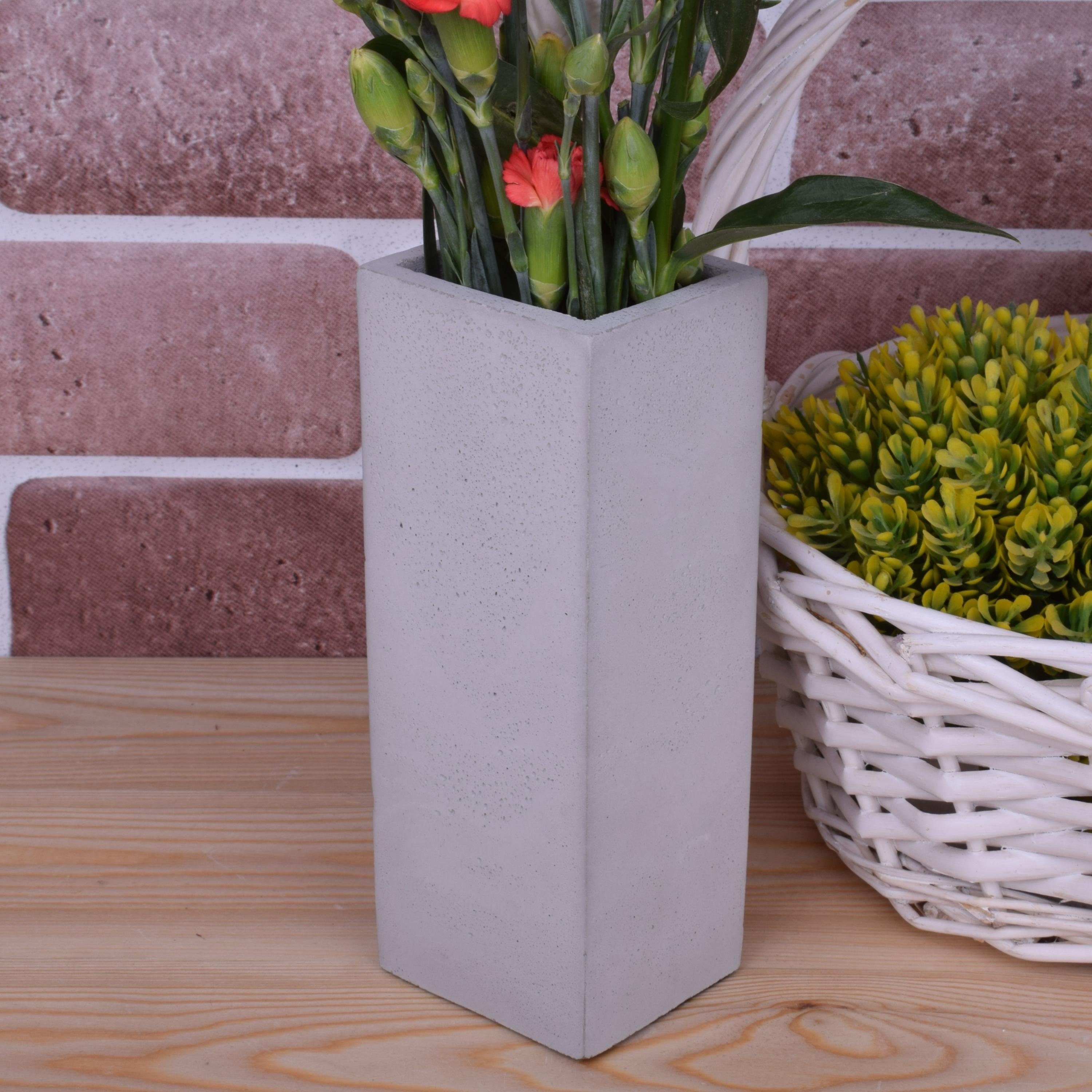 TIVENDIS Dekoobjekt Vase "Becca" Design Deko aus Beton grau
