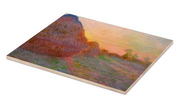 Posterlounge Holzbild Claude Monet, Getreideschober, Wohnzimmer Malerei
