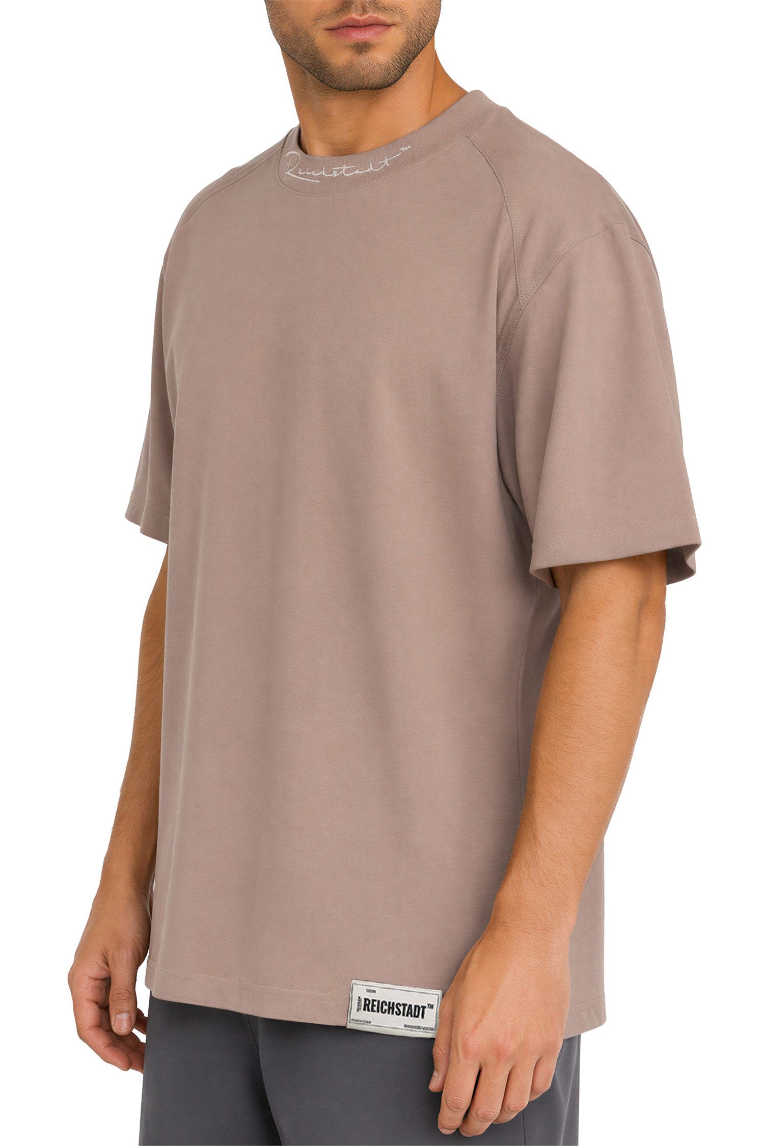 Reichstadt Oversize-Shirt Herren Relaxed Fit Kurzarmshirt 23RS041 mit Stitching am Kragen – Bild 4 von 5