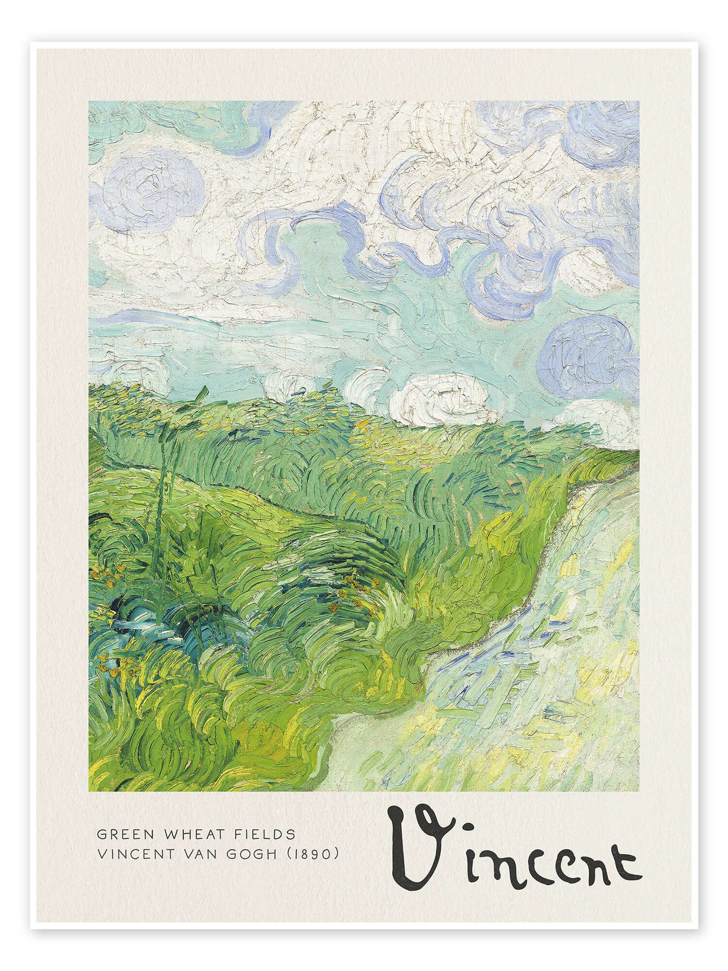 Posterlounge Wandbild Grüne Weizenfelder, Auvers, 1890, Vincent van Gogh, erhältlich als Poster, Leinwandbild, Wandsticker oder Acrylglasbild