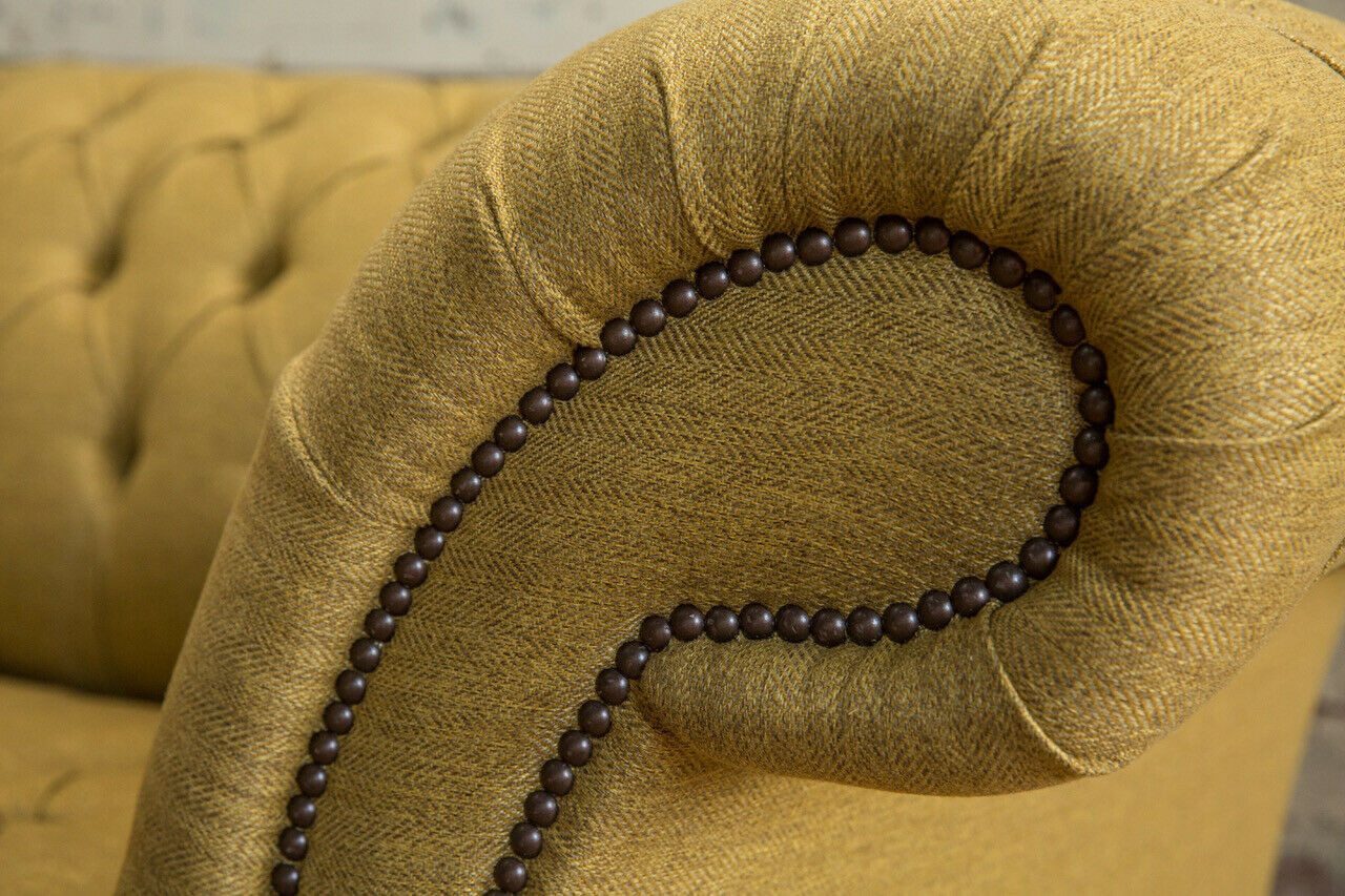 Xlmoebel Chesterfield-Sessel Gelber Chesterfield-Sessel mit hochwertigem Textilpolster (1-St., Sofa 1,5 Sitzer), Hergestellt in Europa