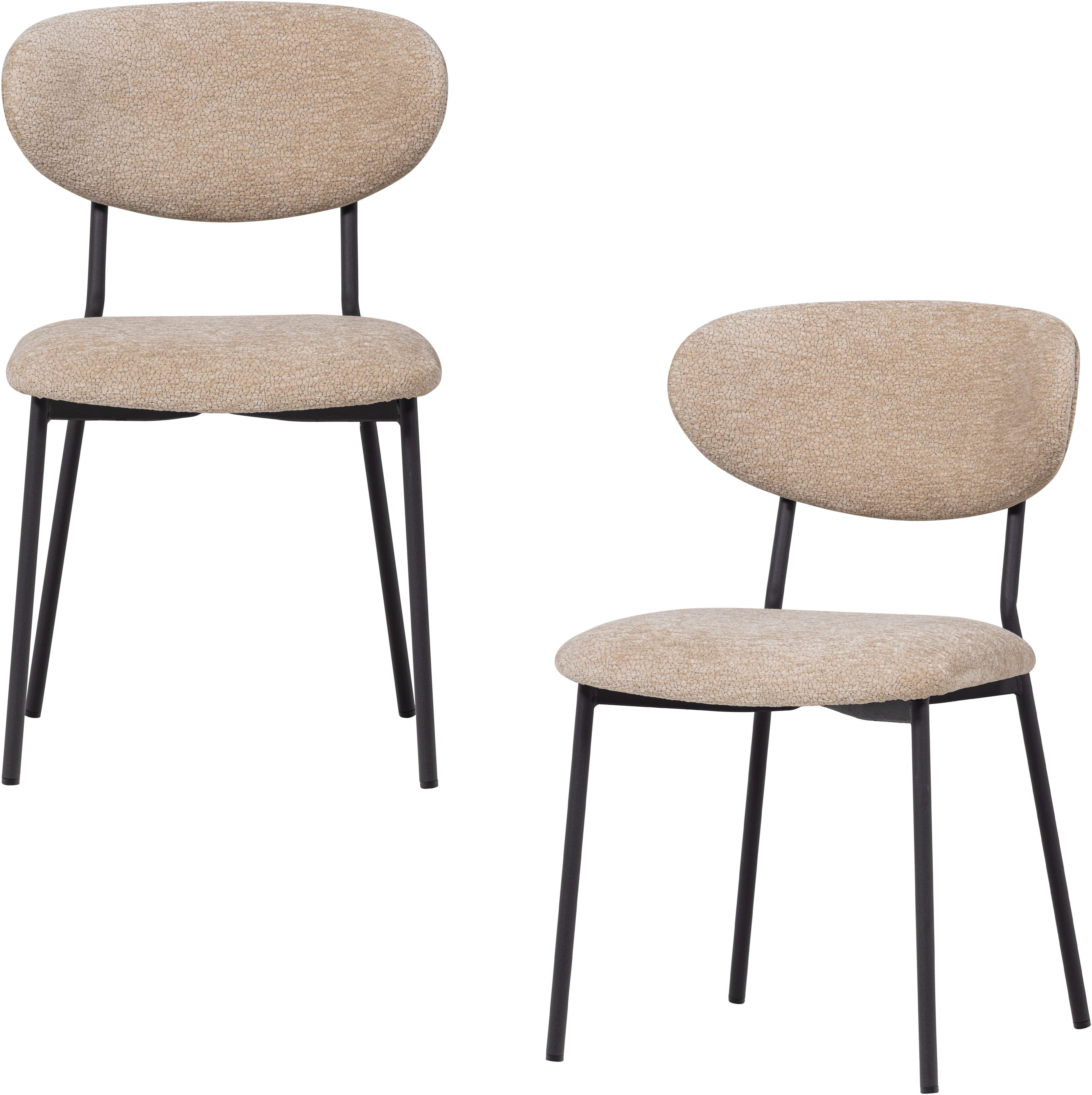 WOOOD Esszimmerstuhl Kjeld Chenille-Bezug und Metallgestell B 47 x T 53 x H 79 cm (2er-Set) (Set, 2 St), Geringe Verschleißfestigkeit, Tragkraft 120 kg, schlankes Gestell