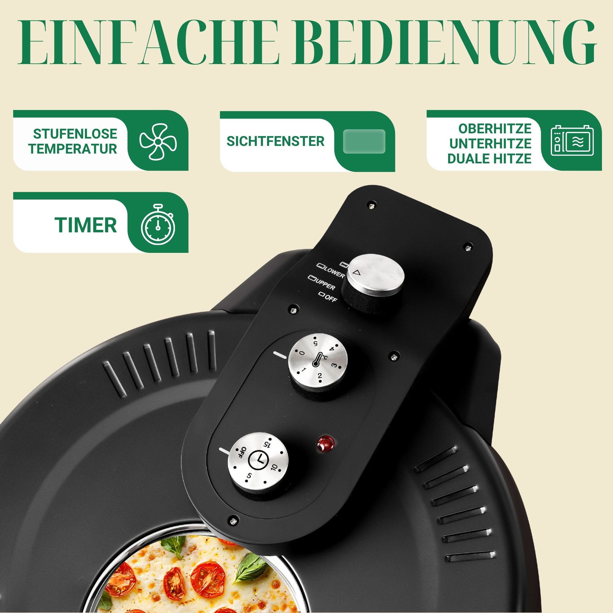 Sommertal Pizzaofen Sommertal PizzaProfi XXL Pizzaofen, 39cm Pizzastein, mit Pfanneneinsatz, 2x Pizzaschieber, Pizzaschneider, Steinplatte