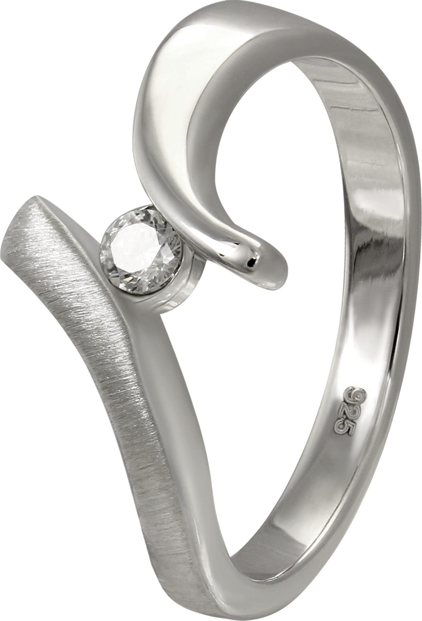 SilberDream Silberring SilberDream Ring Klassik Zirkonia weiß (Fingerring), Damen Ringe, 56 (17,8) 925er Sterling Silber Blätter silber, weiß