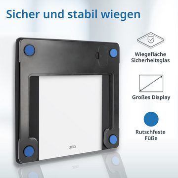 ADE Körper-Analyse-Waage Digitale Körperfettwaage bis 200 kg, präzise Körperwaage mit 7 Messwerten und 10 Speicherplätzen