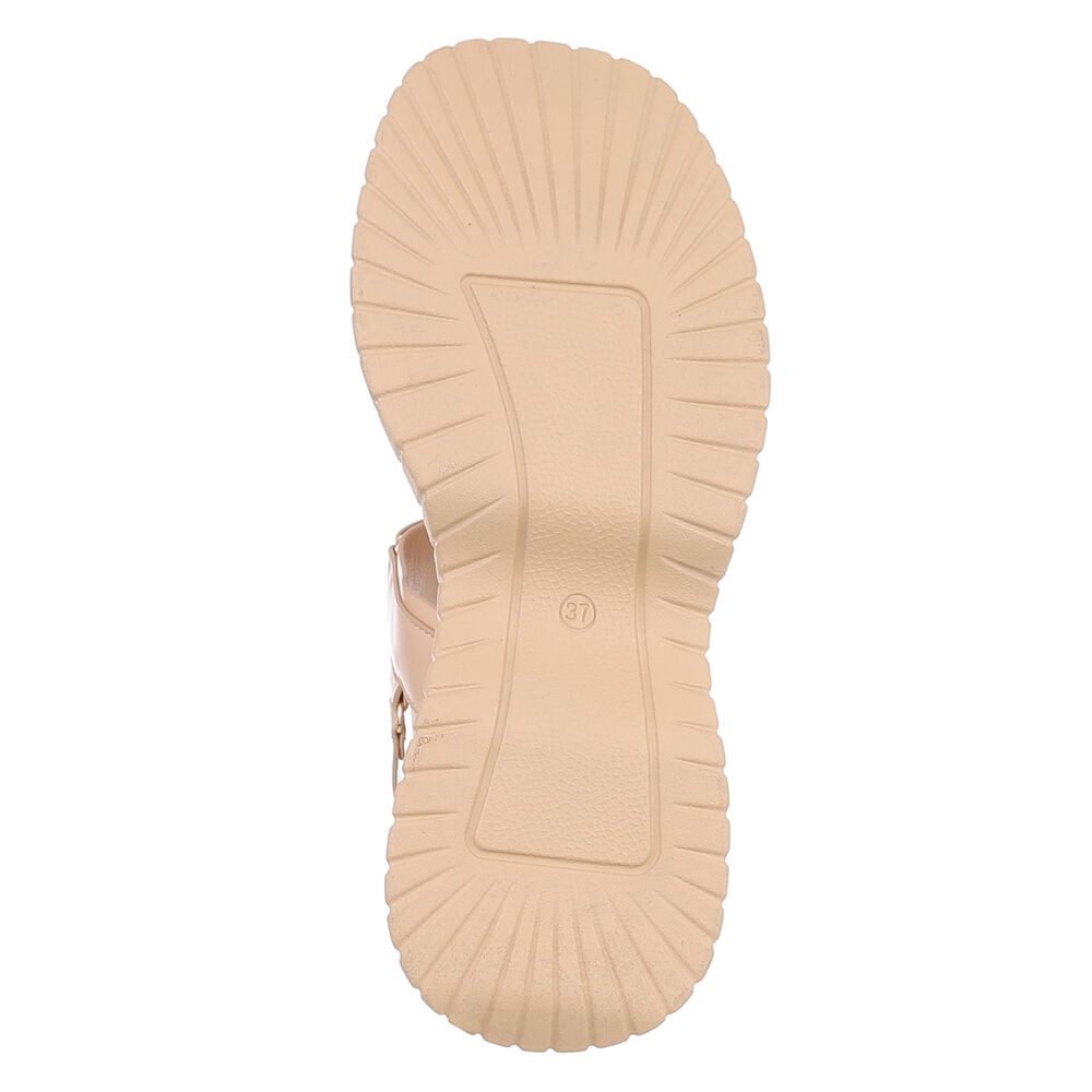 Ital-Design Modische Sandalen mit ergonomischer Sohle für Damen Plateausandaletten (89930011) Blockabsatz Sandalen & Sandaletten in Beige