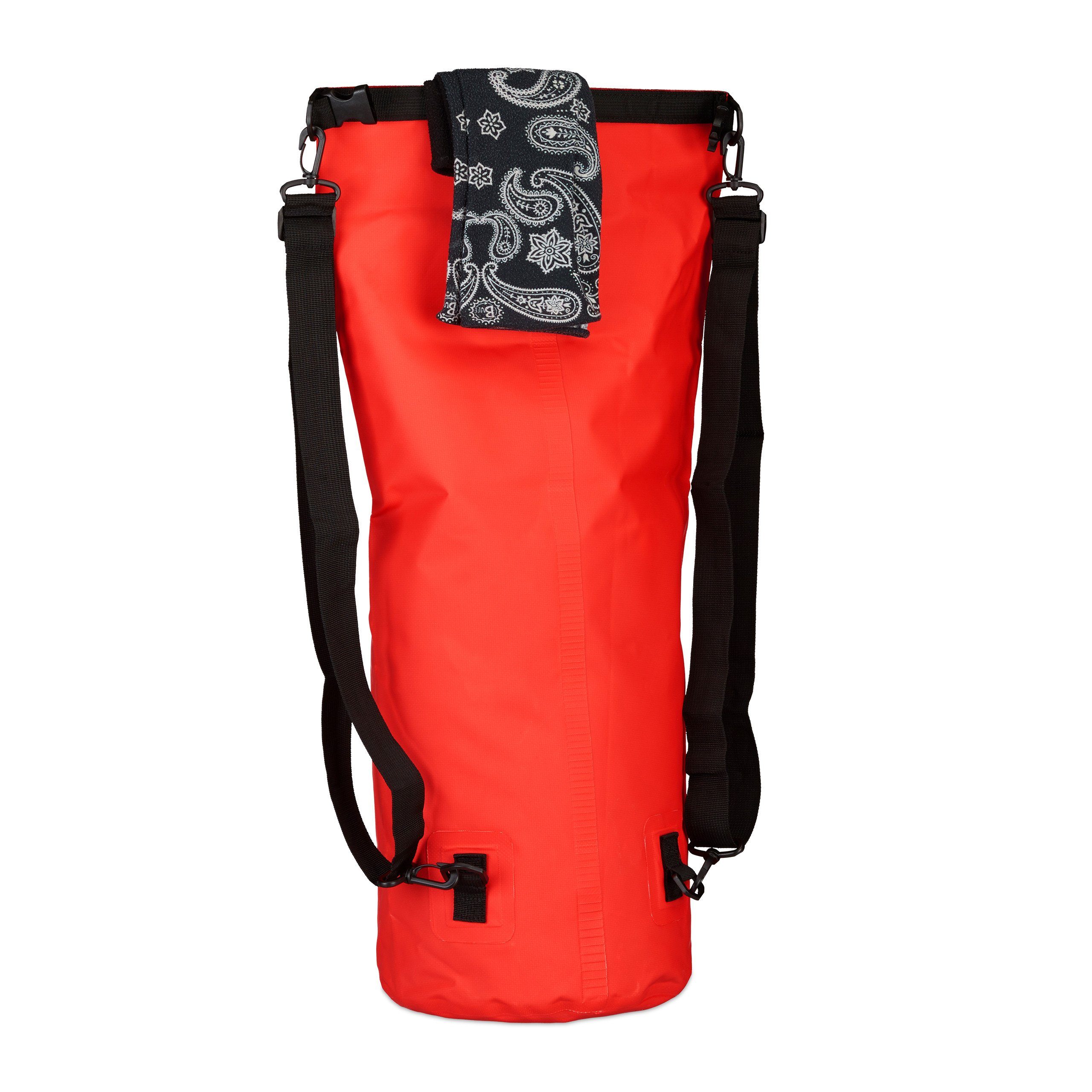 relaxdays Drybag Ocean Pack wasserdicht, Rot Rot 30L Schwarz