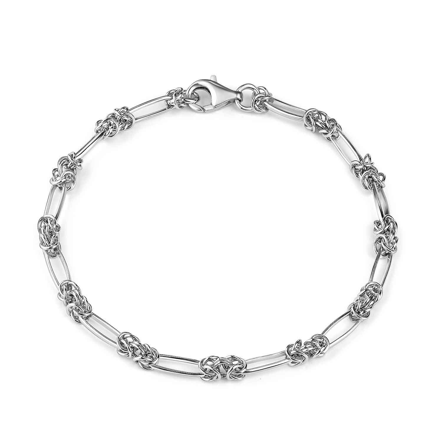 Materia Königsarmband Damen Silber 3,5mm SA-65, 925 Sterling Silber, rhodiniert