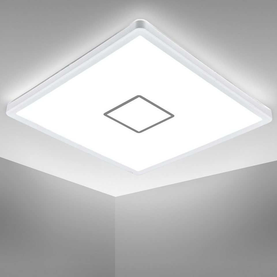 B.K.Licht LED Deckenleuchte BK_DP1240 LED Deckenlampe, 18 W, 2.400 Lm,  4.000 K Neutralweißes Licht, LED fest integriert, Neutralweiß, Wandlampe,  Weiß, Eckig, 29x29cm, Ultraflach 2,8cm