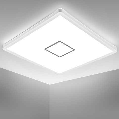 B.K.Licht LED Deckenleuchte BK_DP1240 LED Deckenlampe, 18 W, 2.400 Lm, 4.000 K Neutralweißes Licht, LED fest integriert, Neutralweiß, Wandlampe, Weiß, Eckig, 29x29cm, Ultraflach 2,8cm