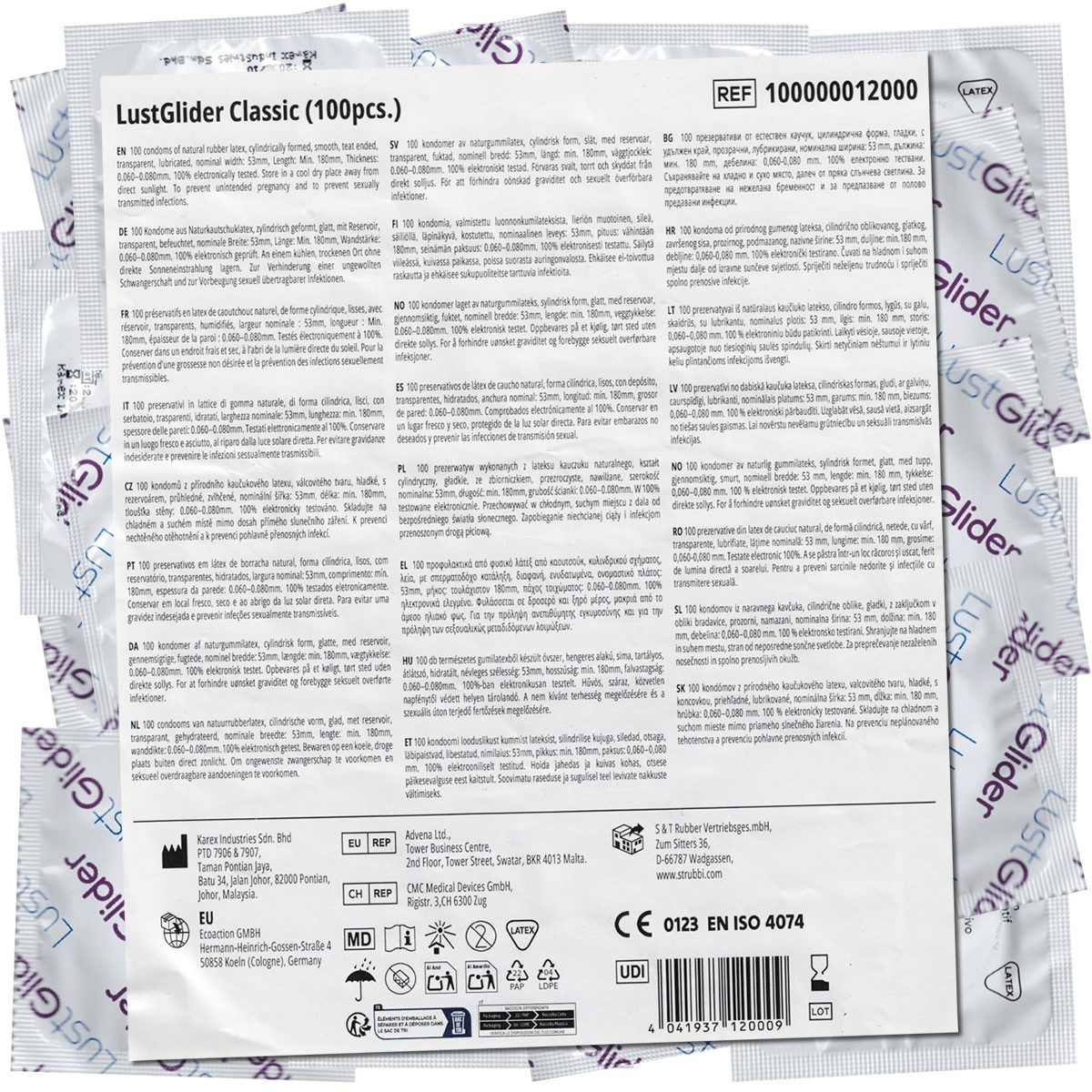 LustGlider Kondome Classic Packung mit, 100 St., transparente Kondome mit Gleitmittel