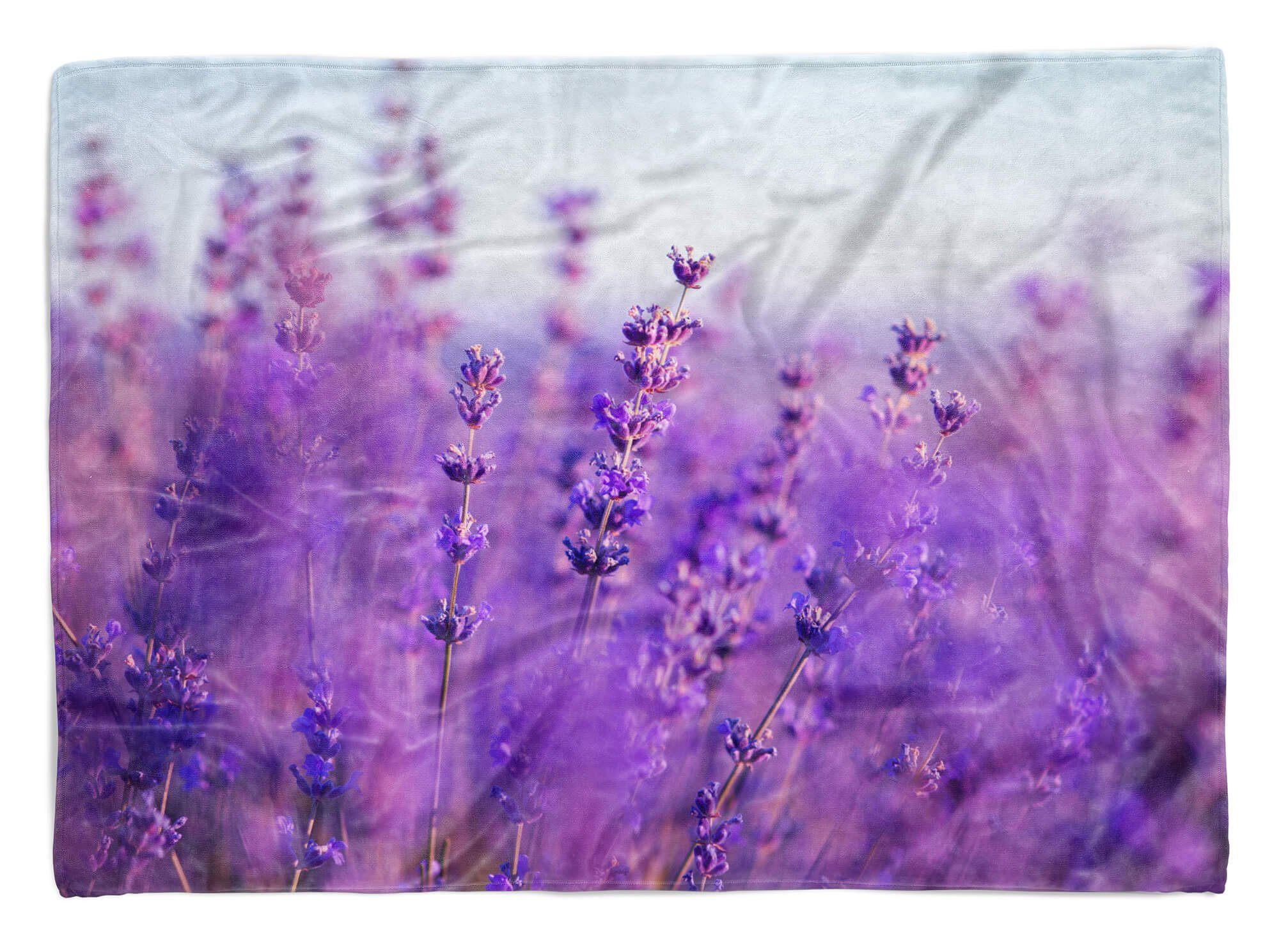 Saunatuch Strandhandtuch Fotomotiv Kuscheldecke mit Art (1-St), Handtücher Handtuch Wildblume, Sinus Handtuch Lavendel Baumwolle-Polyester-Mix