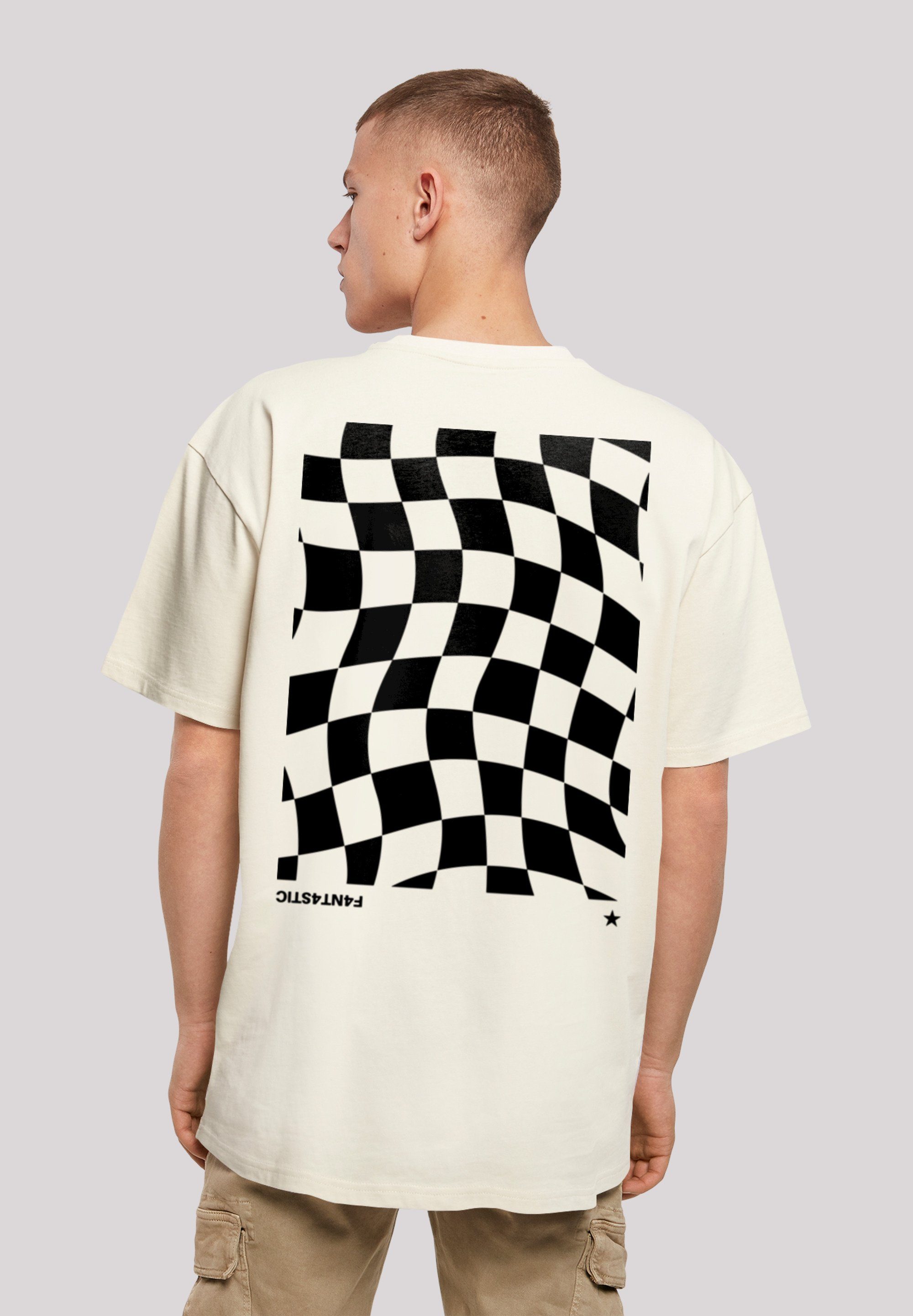 F4NT4STIC T-Shirt Wavy Schach Muster Print sand