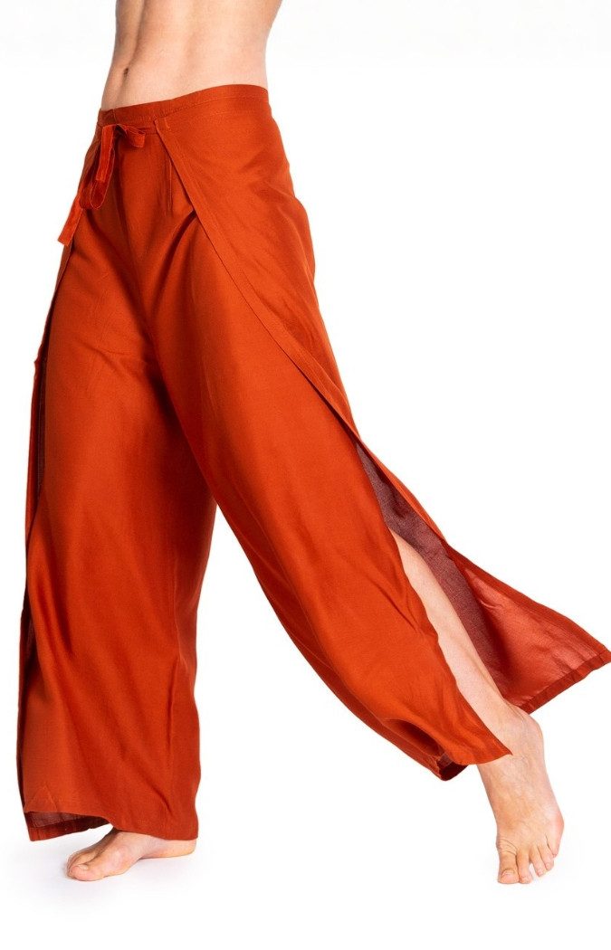 PANASIAM Palazzohose Hosenrock Damen aus leichter Viskose - elegante weite Palazzo Hose Wickelhose einfarbig - gerader Schnitt - luftige Sommerhose Boho Stil