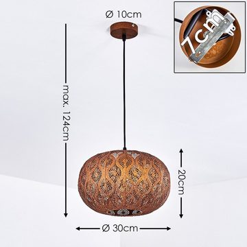 hofstein Hängeleuchte »Sciara« Hängelampe runde aus Metall in Rost, ohne Leuchtmittel, E27, im Industrial-Style m. Lichteffekte