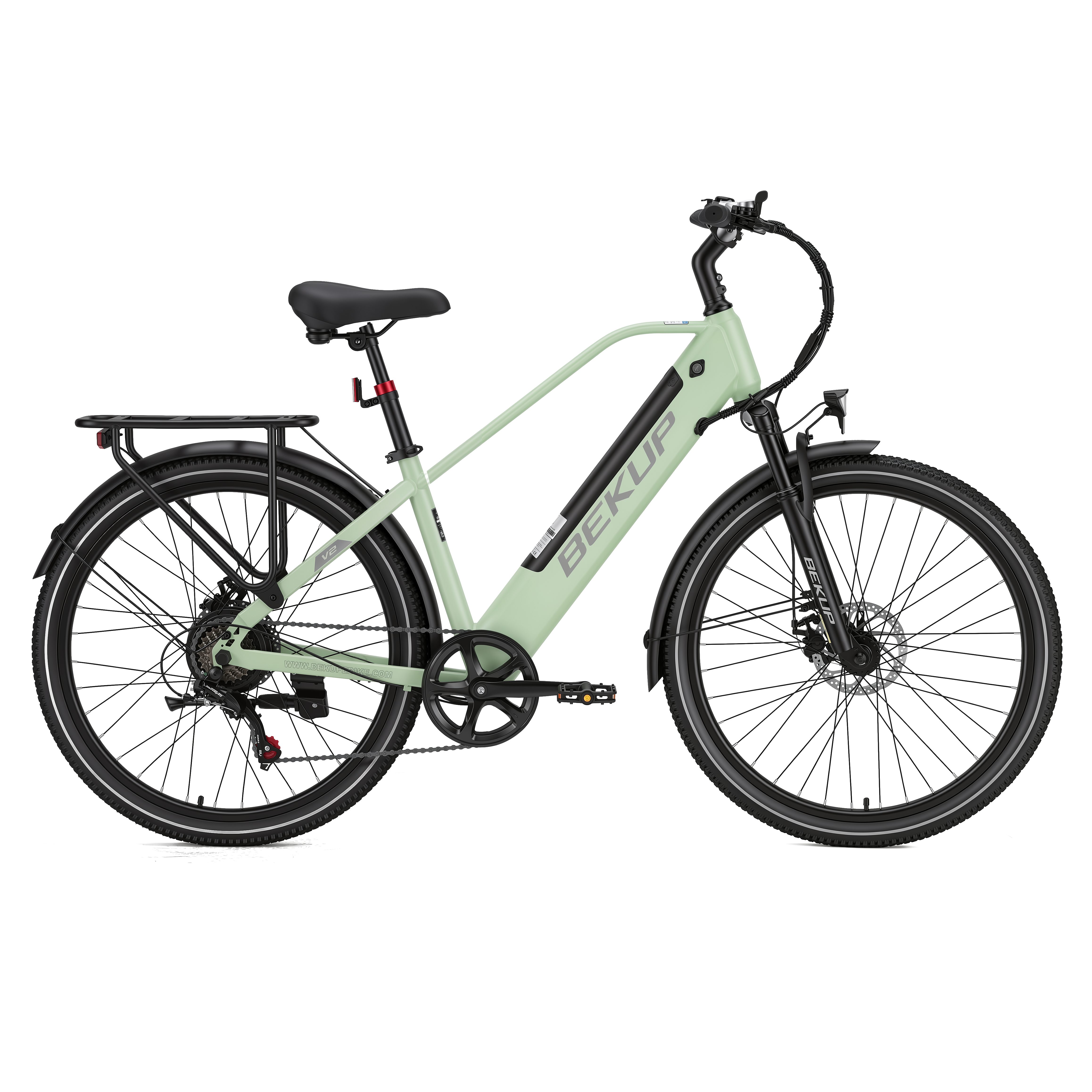 BEKUP E-Bike Cityrad V2 26 Zoll Trekkingrad, 522 Wh Akku, 45 Nm, Herren u. Damen, 7 Gang Shimano Shimano Tourney TZ Schaltwerk, Kettenschaltung, Heckmotor, 522 Wh, (Komplettset, E-Bike inklusive Akku und Ladegerät), Cityrad für Arbeitsweg und Wochenendtouren, bis zu 75 km Reichweite