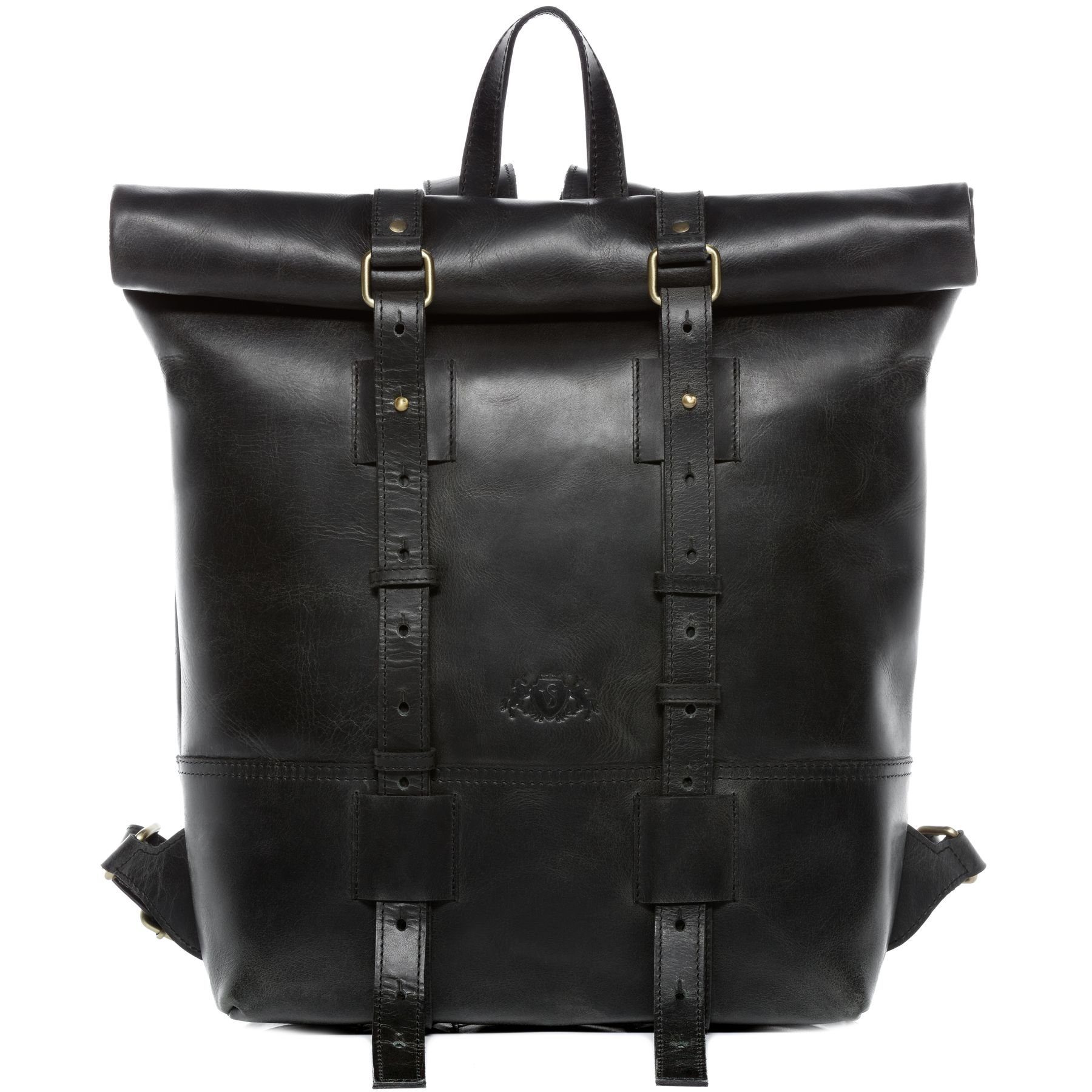 SID & Damen Herren Herren Zoll Vintage-schwarz VAIN Leder Rucksack Backpack Cityrucksack 15,4 CHAZ, Echtleder