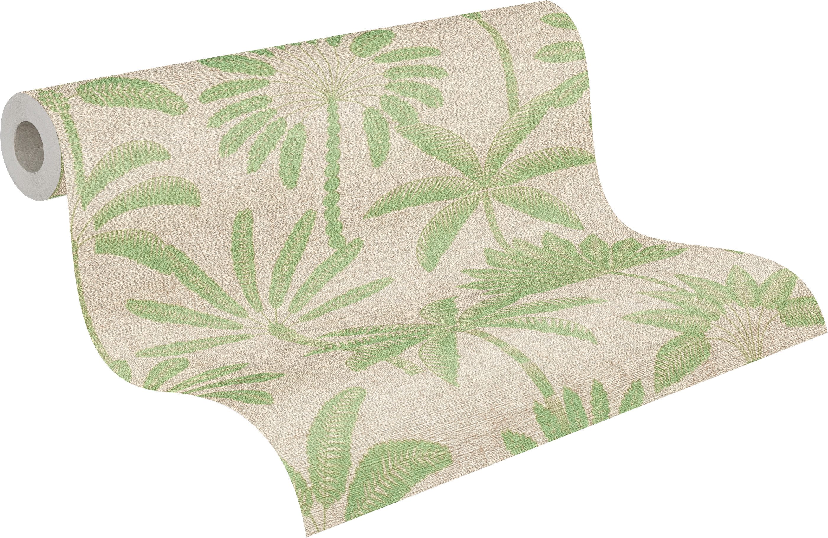 A.S. Création Vliestapete Cuba II Palmen Silhouette, leicht strukturiert, floral, tropisch, Retro, Stilisiertes Palmenmotiv mit dekorativer, ruhiger Ausstrahlung