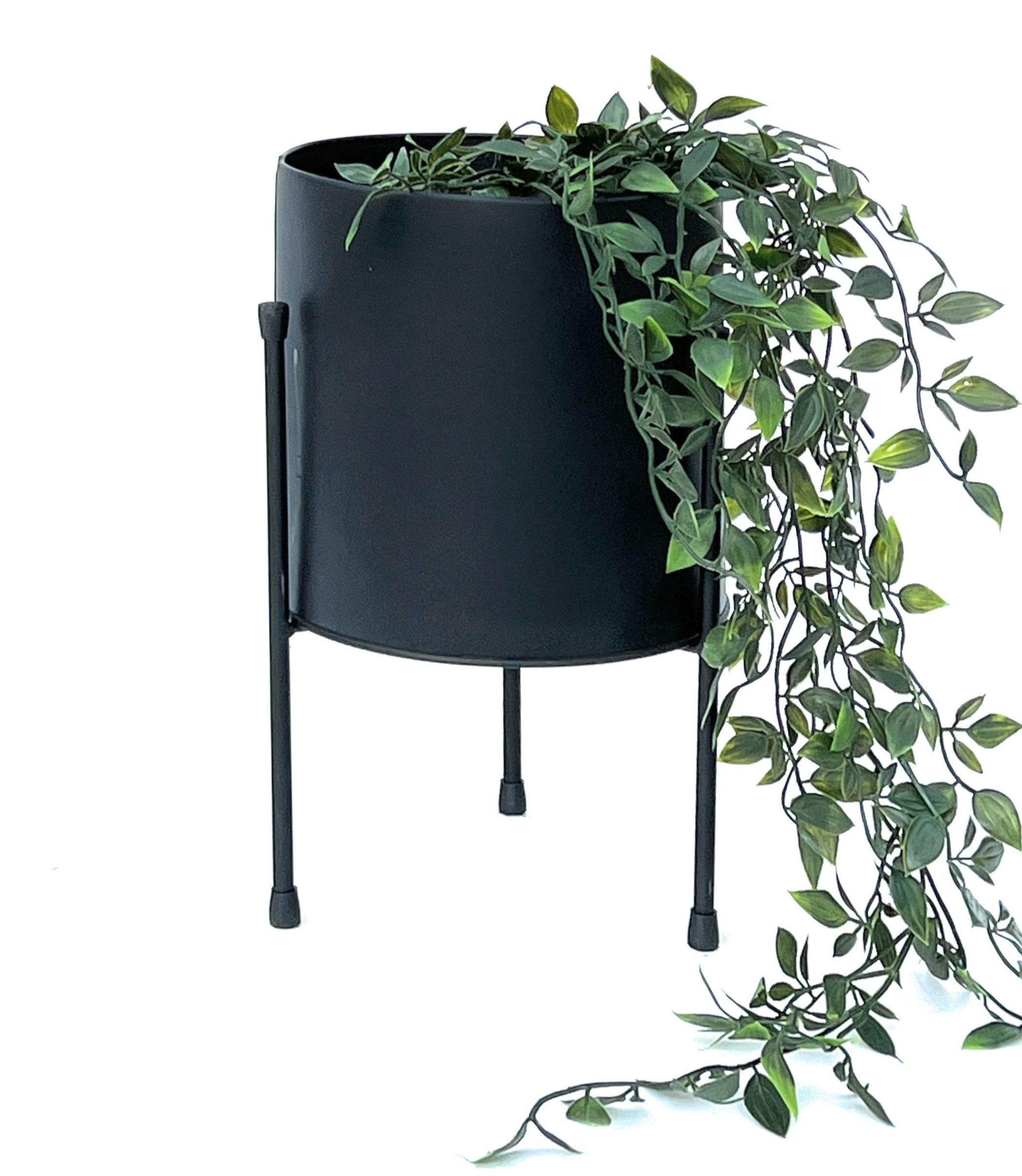 DanDiBo Blumenhocker mit Topf Metall Schwarz 32 cm Blumenständer Modern