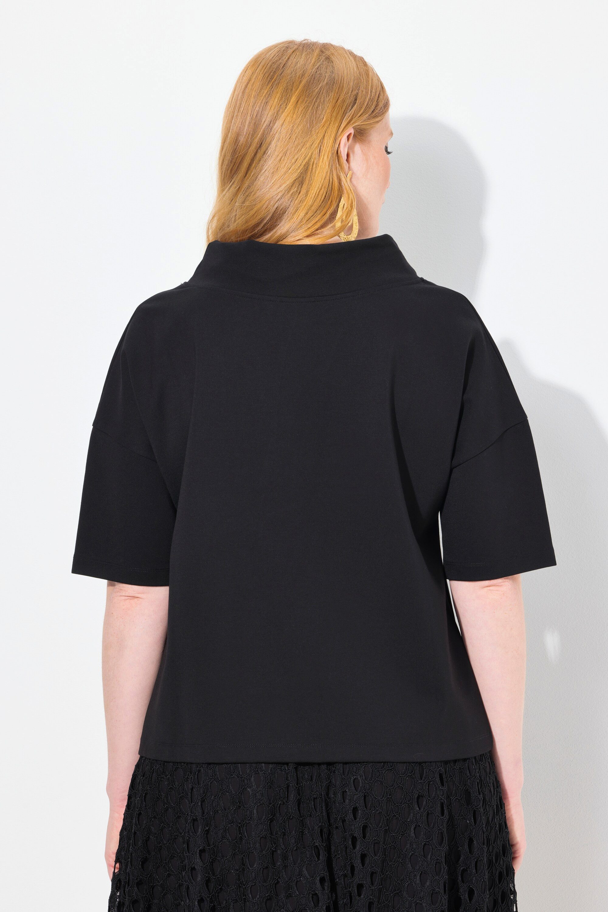 Ulla Popken Sweatshirt Sweatshirt Oversized Schalkragen Halbarm