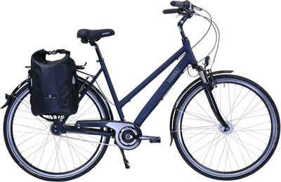 HAWK Bikes Cityrad »HAWK Citytrek Lady Deluxe Plus Ocean Blue«, 7 Gang Shimano Nexus Schaltwerk