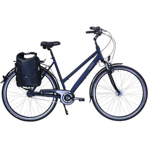 HAWK Bikes Cityrad HAWK Citytrek Lady Deluxe Plus Ocean Blue, 7 Gang Shimano Nexus Schaltwerk, für Damen und Herren