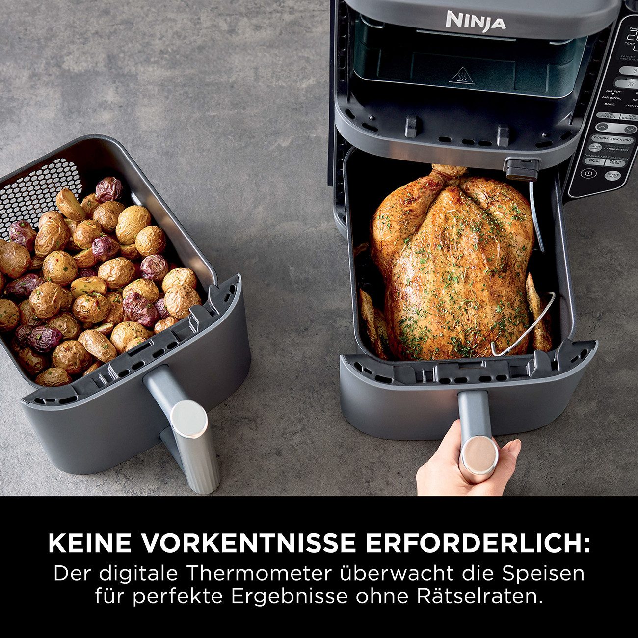NINJA Fritteuse, 2470 W, 2470 Watt, 2x 4.75 L Fassungsvermögen, 6 Programme (Max Crisp