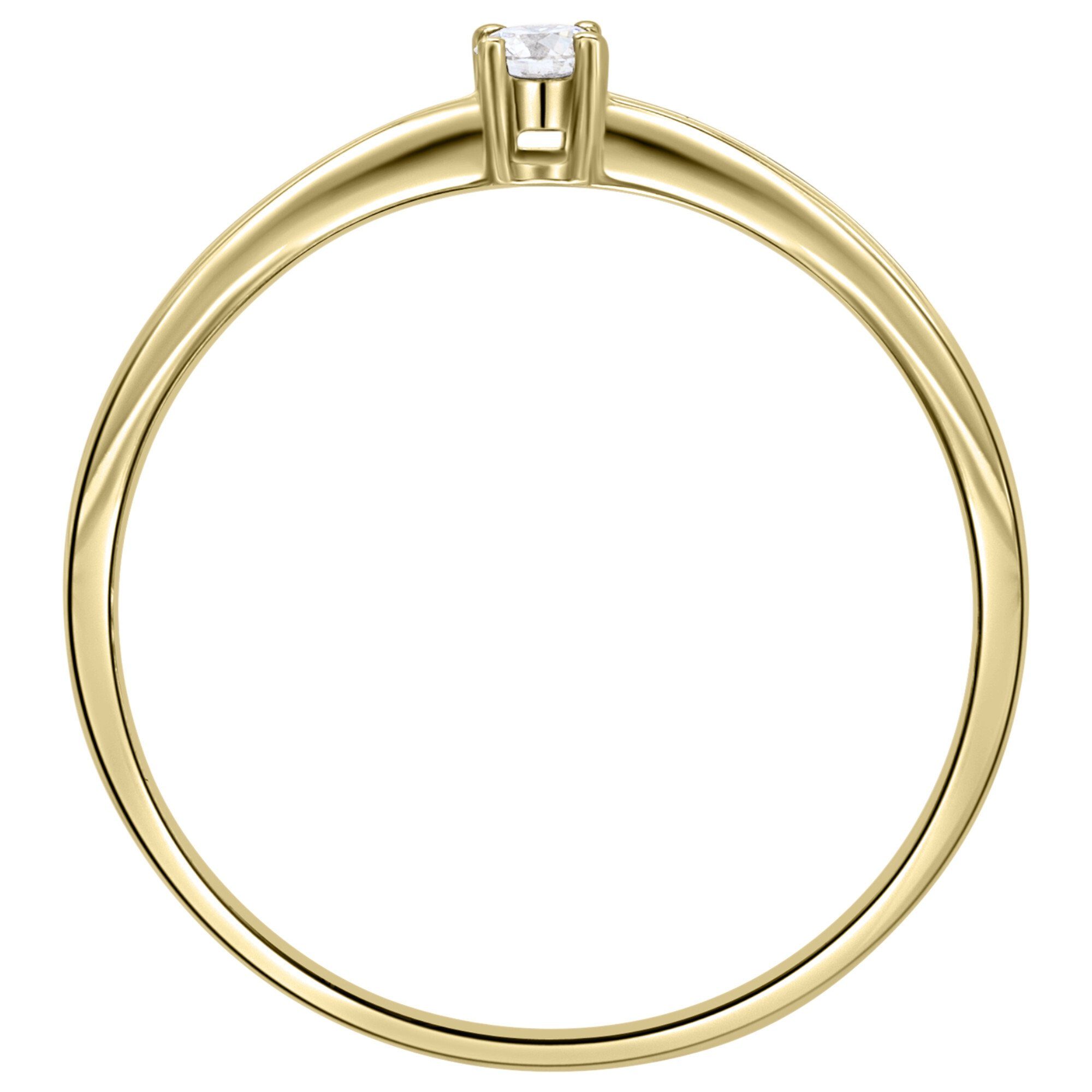 Gelbgold, Diamantring Diamant Brillant ONE 0,07 Gold Ring ct Damen ELEMENT Schmuck 585 aus