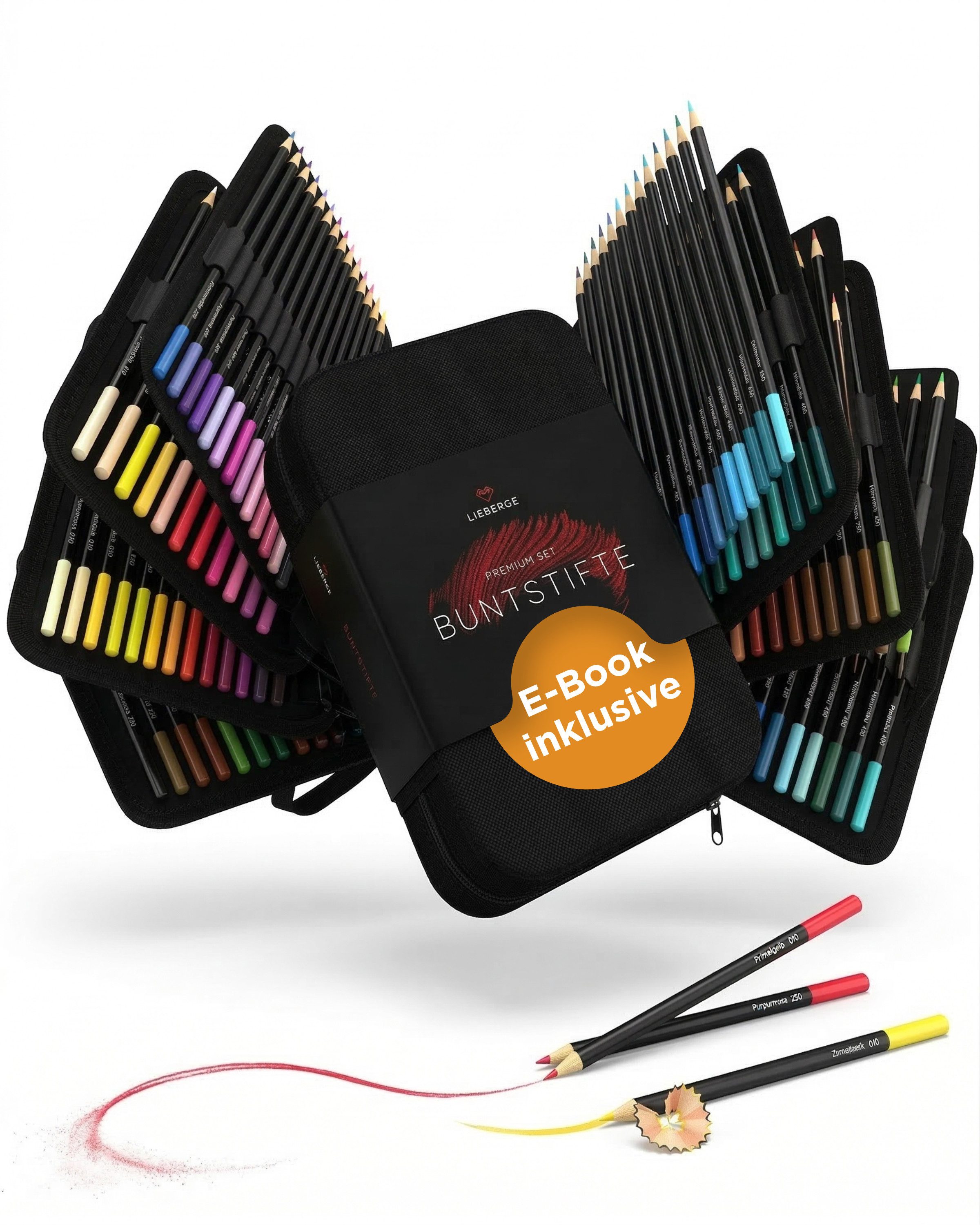 LIEBERGE Buntstift Premium Set 72 Farben in Profi-Nylon-Etui, (Set, 72-tlg., 72 Buntstifte in Profi-Nylon-Case), 72 intensive abgestimmte Farben, weiche bruchsichere Mine