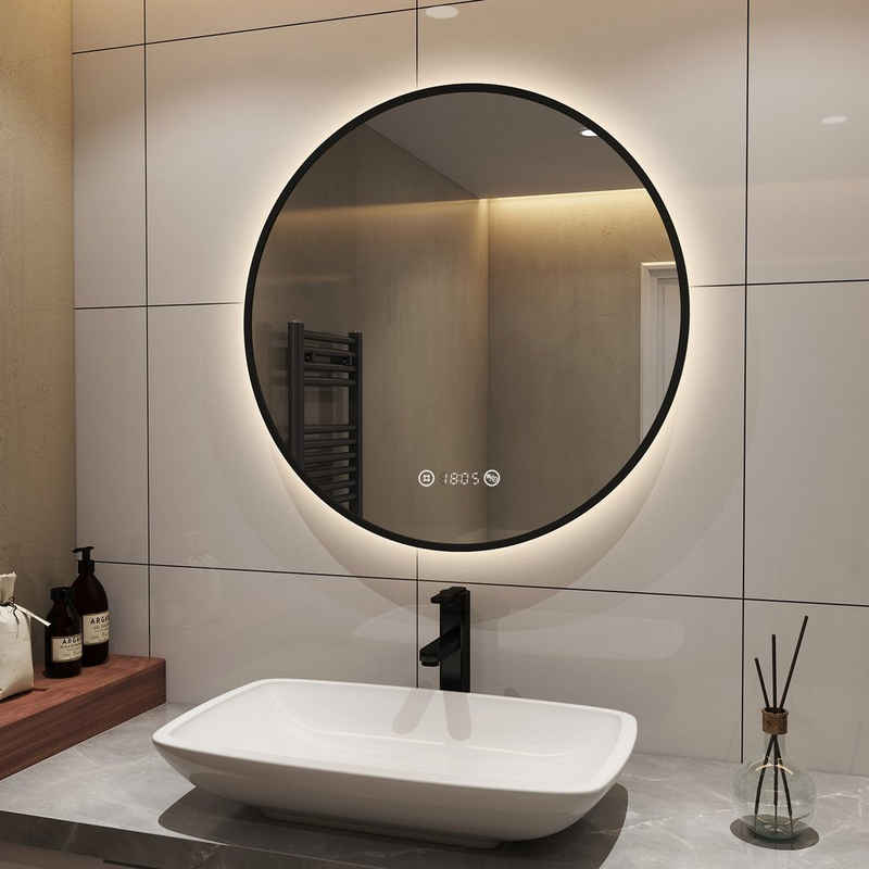 S'AFIELINA Badspiegel »Runder LED Badezimmerspiegel Energiesparender Wandspiegel«, TouchSchalter,Beschlagfrei,Neutralweiß 4300K,Helligkeit Einstellbar
