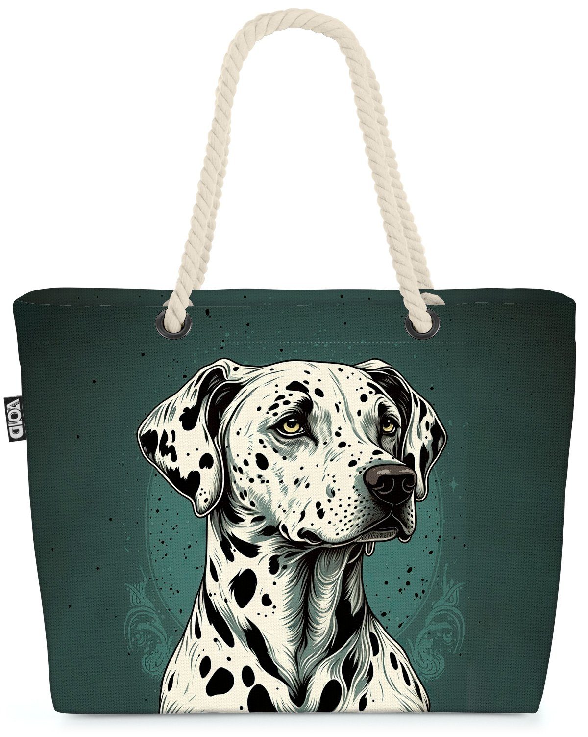 VOID Strandtasche (1-tlg), Dalmatiner Illustration Hund Hunderasse Porträt Zucht Haustier Welpe