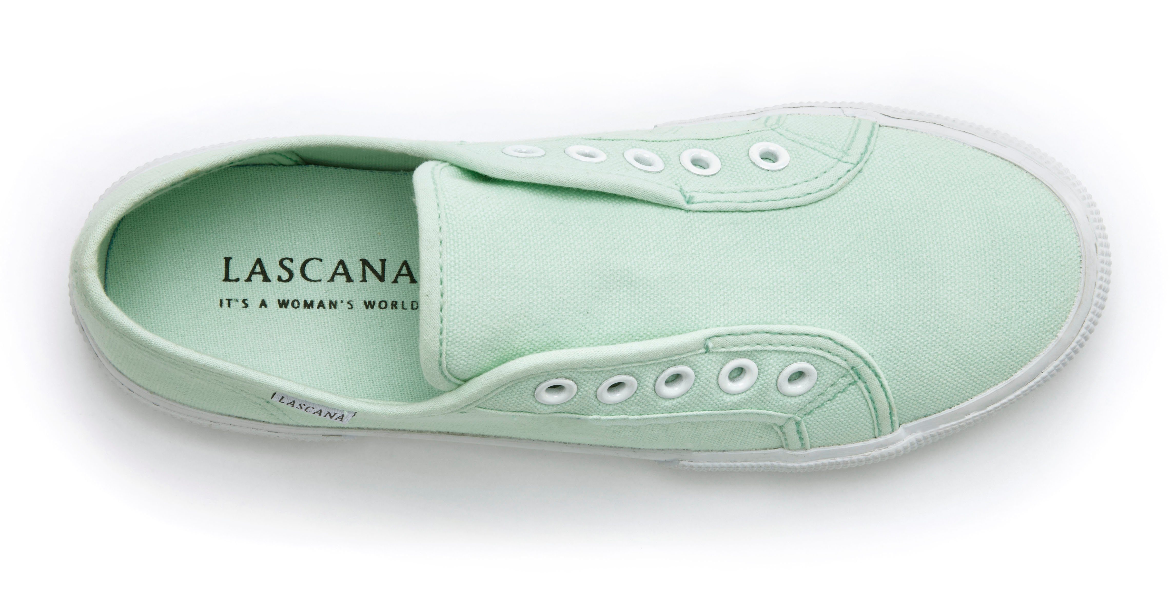 LASCANA Slip-On-Sneaker, Sneaker Slipper, Halbschuh bequem zum Reinschlüpfen VEGAN
