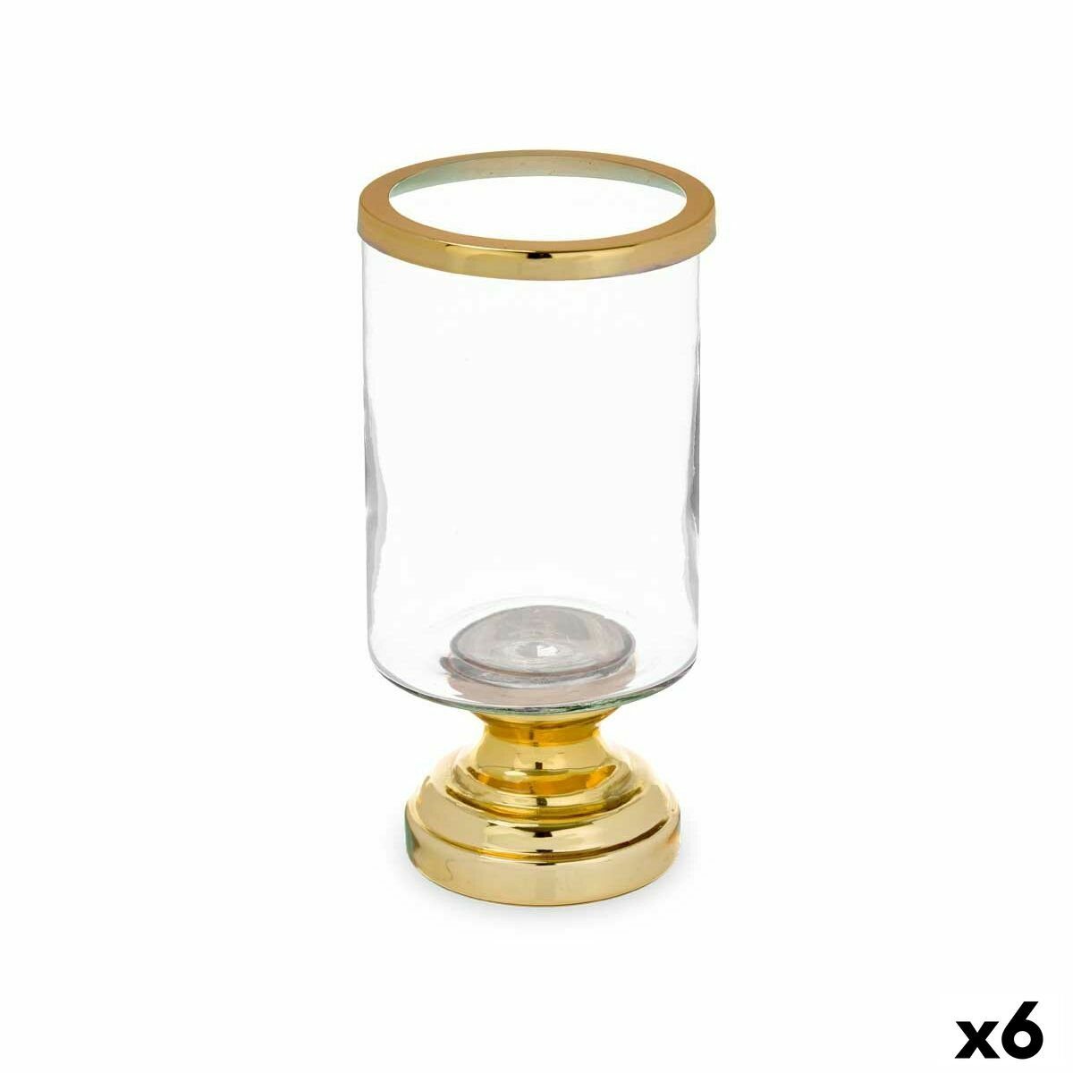 Gift Decor Windlicht Kerzenschale Glas Gold Stahl 12 x 24,5 x 12 cm 6 Stück
