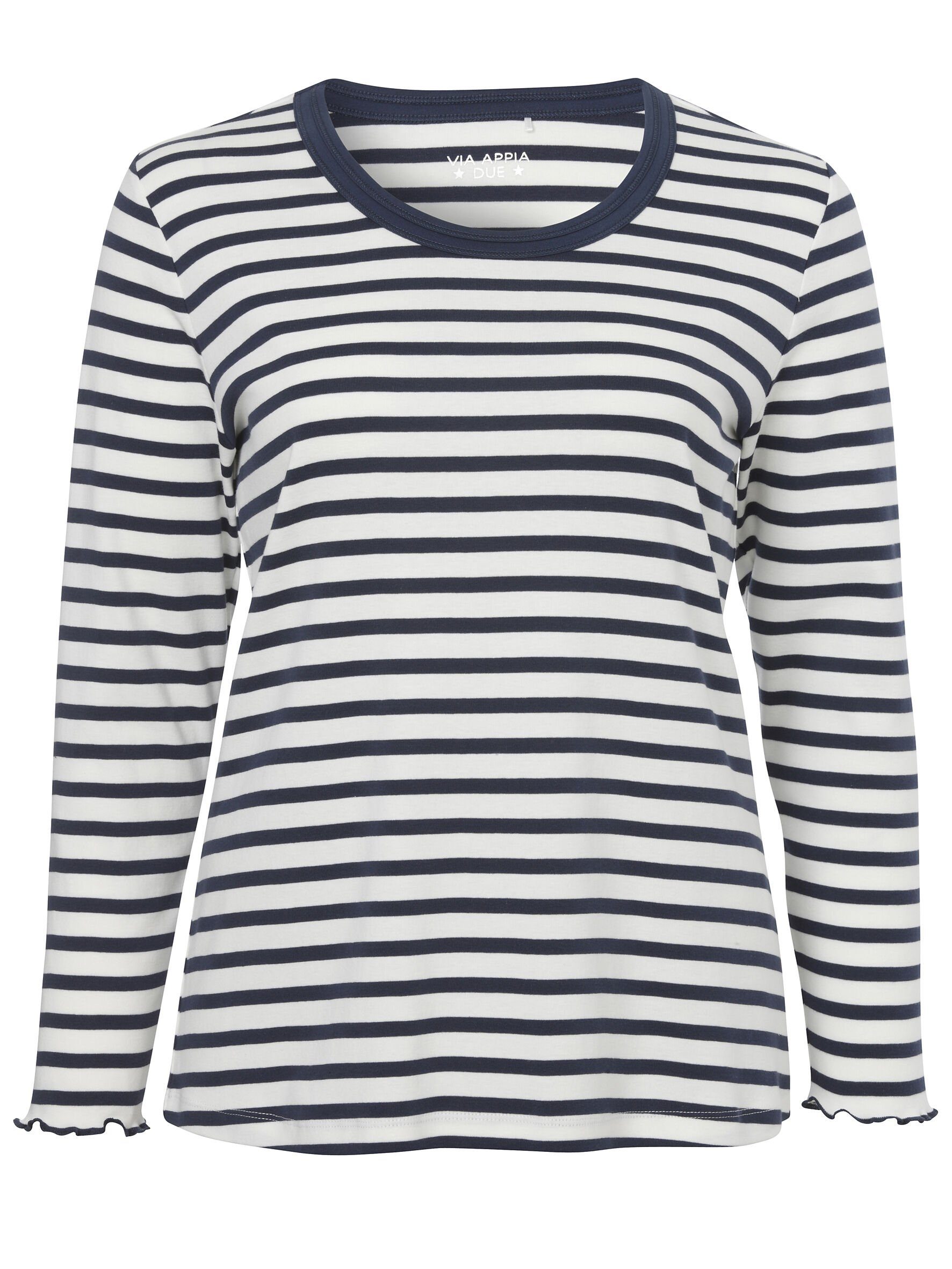 VIA APPIA DUE Sweatshirt Zeitloses Langarmshirt mit gestreiftem Allover-Muster indigo / ecru